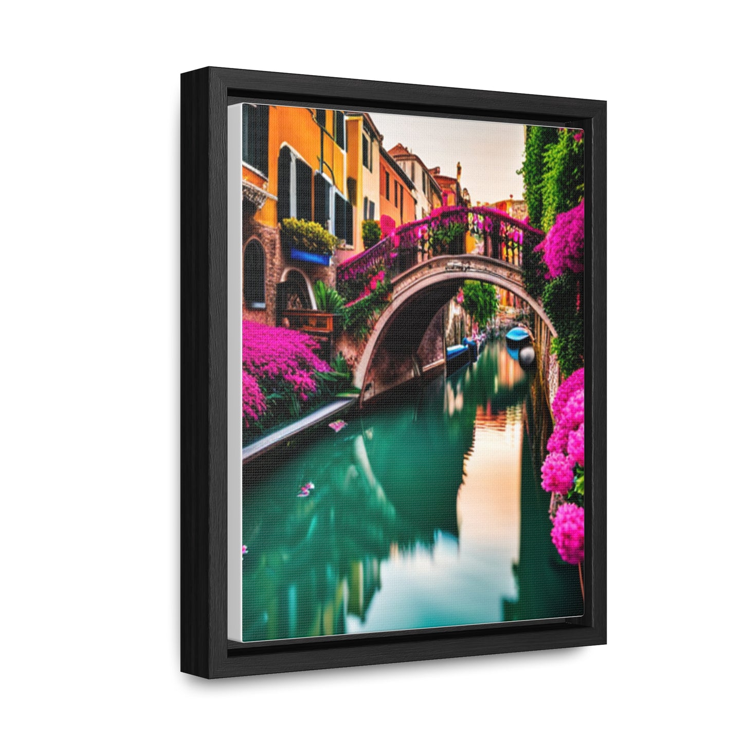 A colorful Venice inspired depiction on this gallery canvas wrap with vertical frame. Sizes vary.