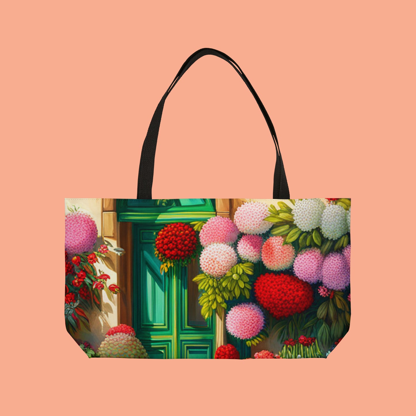 Giant flowers on this beautiful Weekender Tote Bag. Sometimes bigger can be better.