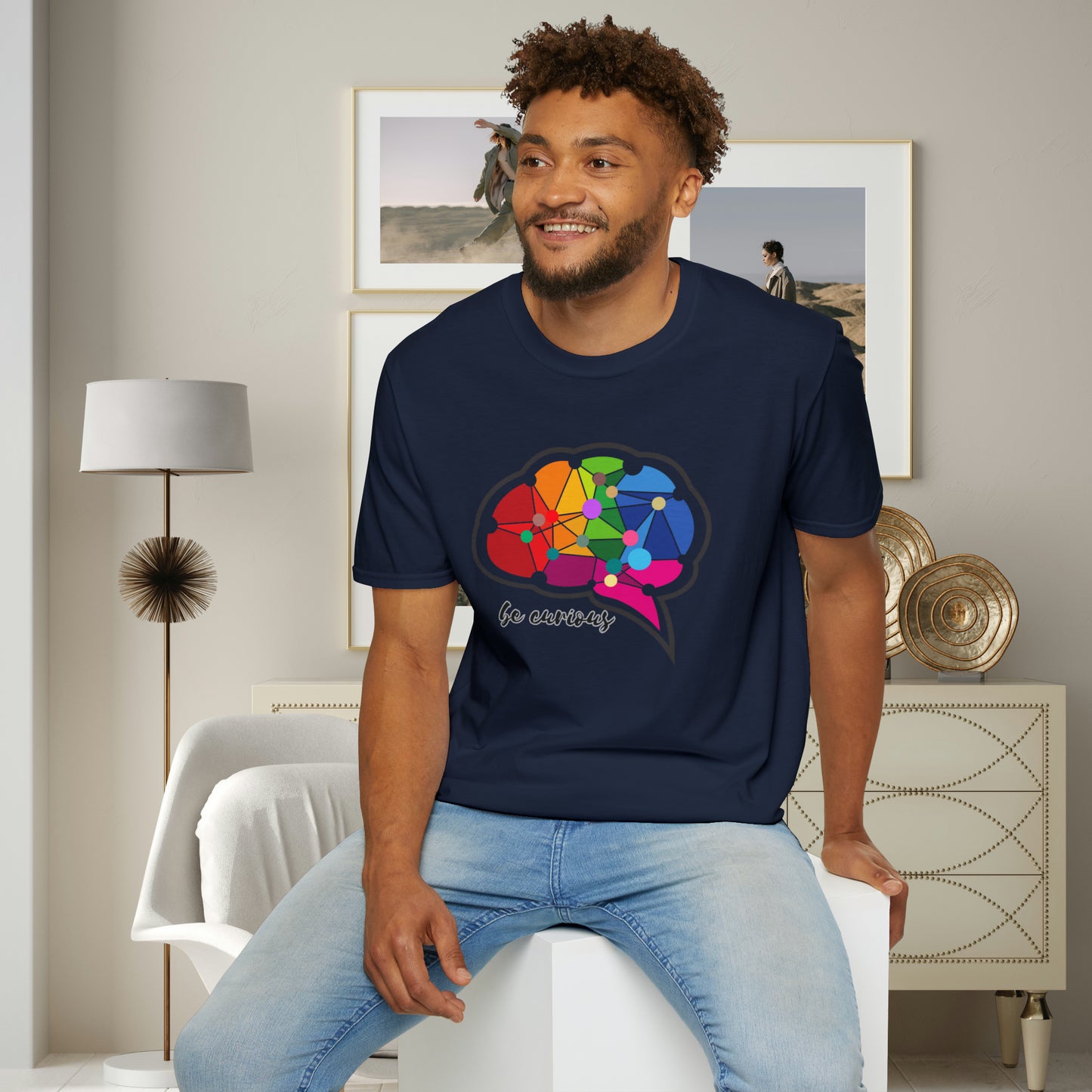 A beautiful brain takes the time to “be curious”. Check out the different colors as the design may change based on the shirt color. This is a Unisex Softstyle T-Shirt.