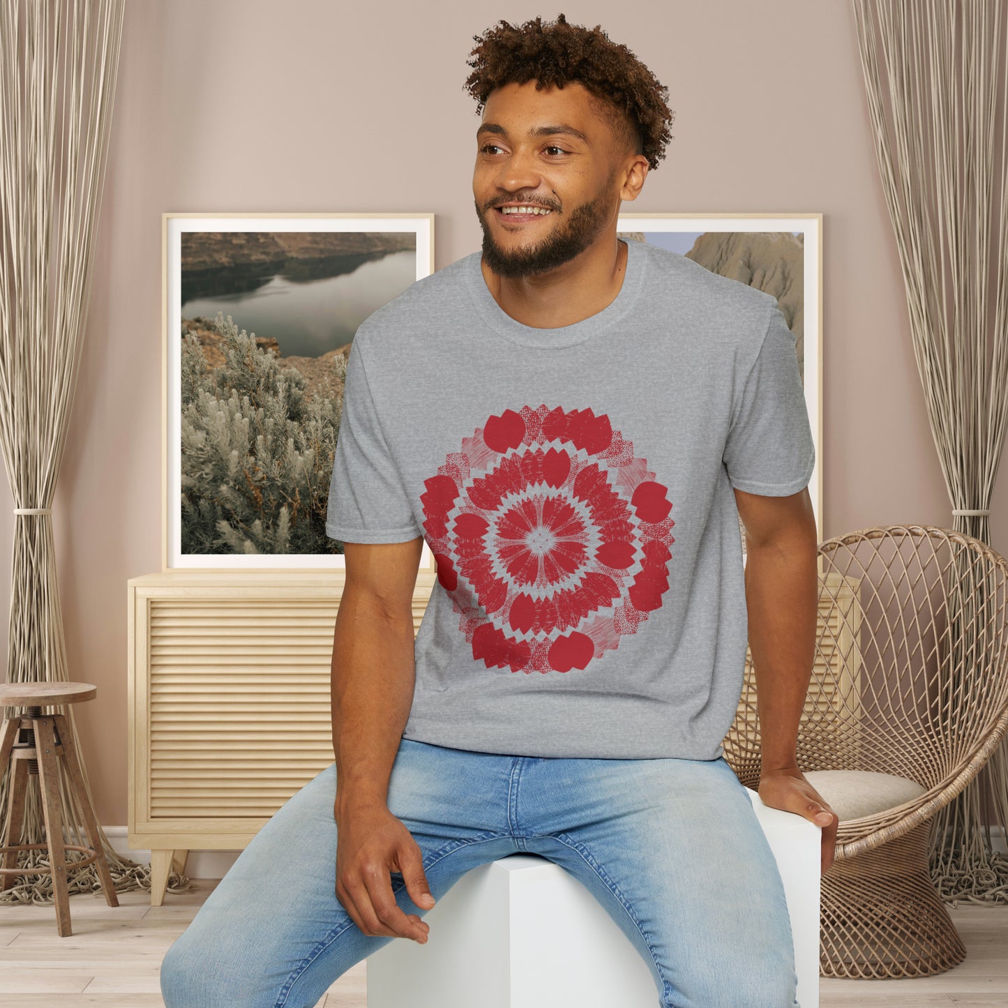 Abstract pattern design waiting for you to enjoy on this is a Unisex Softstyle T-Shirt.