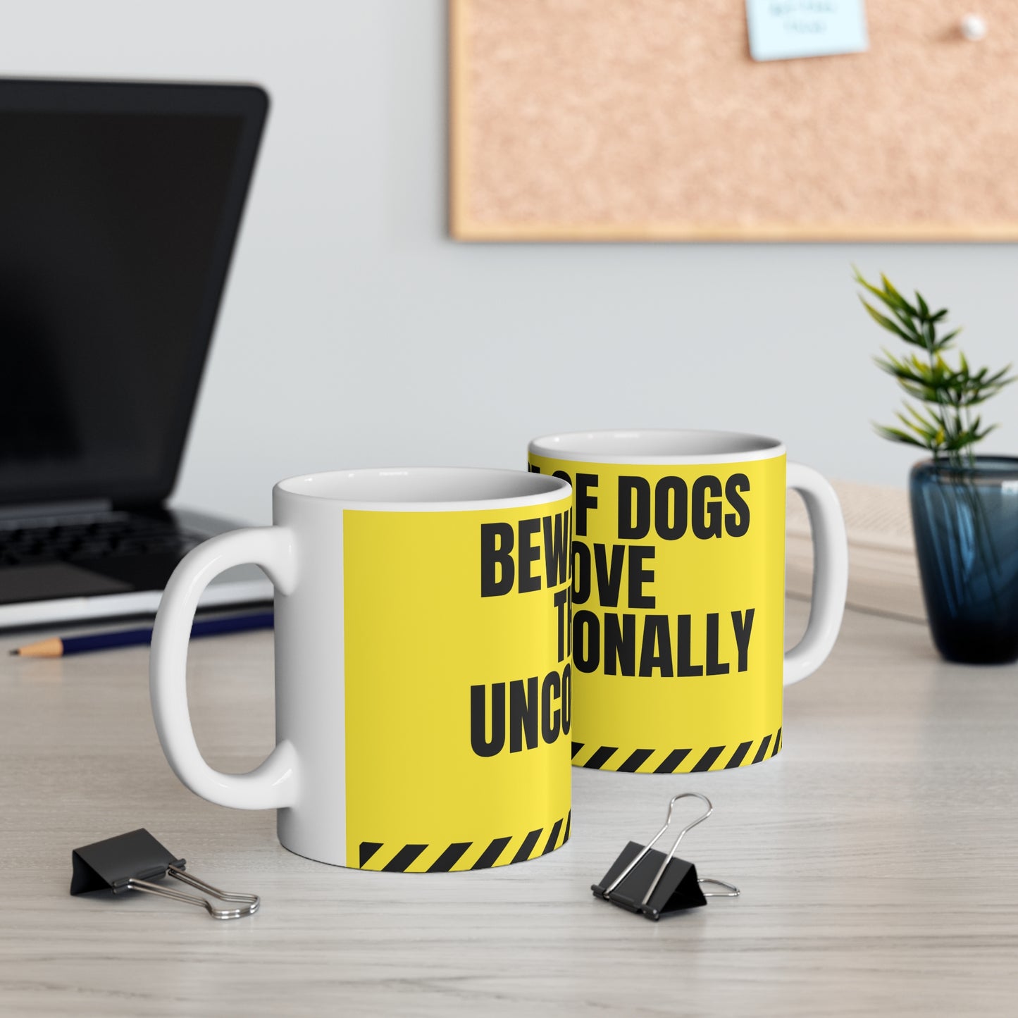 BEWARE OF DOGS THEY LOVE UNCONDITIONALLY coffee mug. They enrich our lives in so many ways! Perfect for dog lovers.