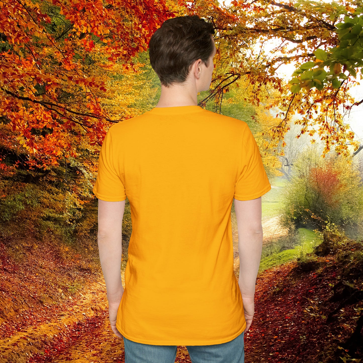 “LIVE HAPPILY EXPLORE MORE” message on this mountain sports inspired Unisex Softstyle T-Shirt.