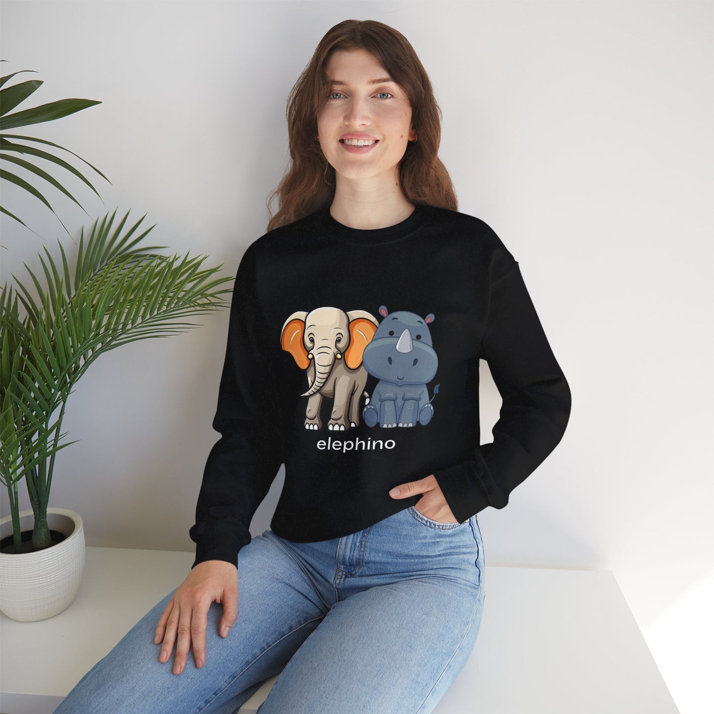 Funny Wildlife Elephino Crewneck Sweatshirt