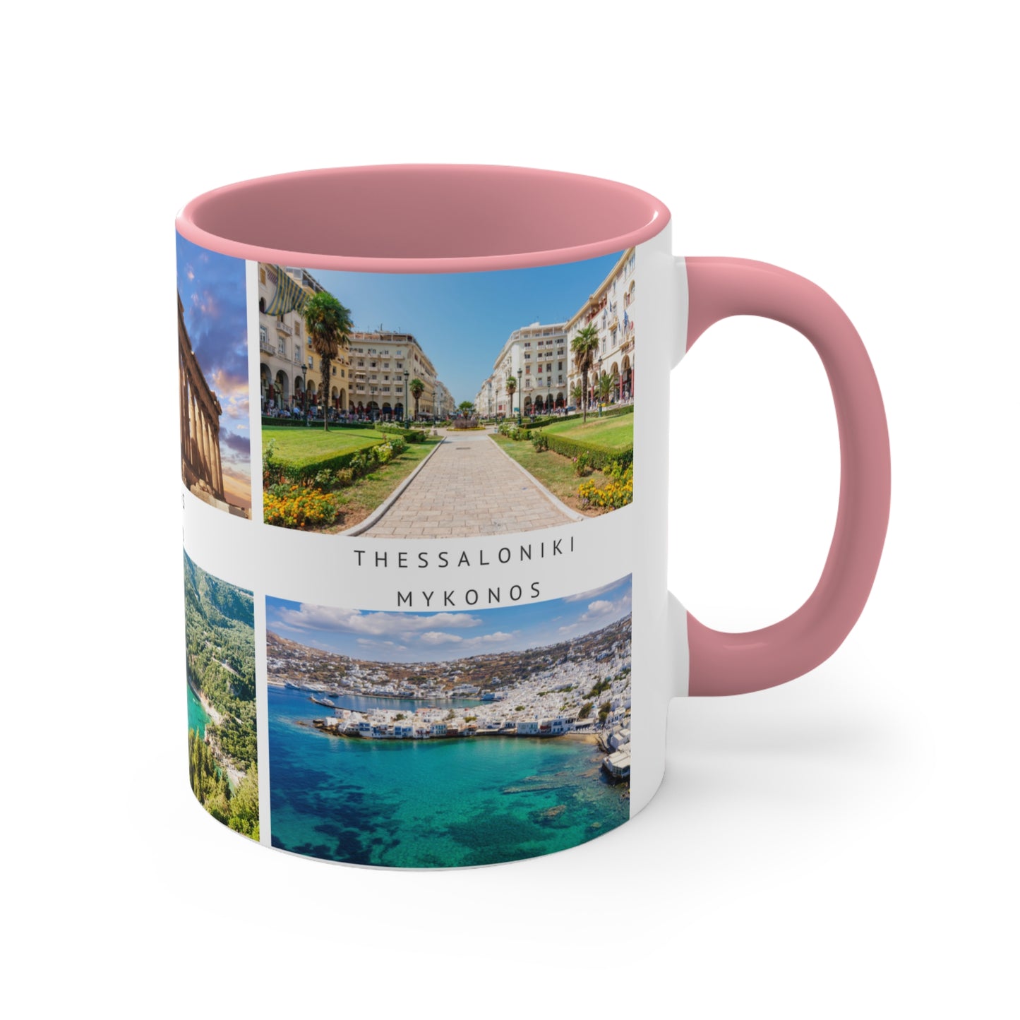 Greece! This Travel Accent Coffee Mug is a part of a Travel Series for you to choose from. 11oz. Great as a gift or get one to enjoy yourself.