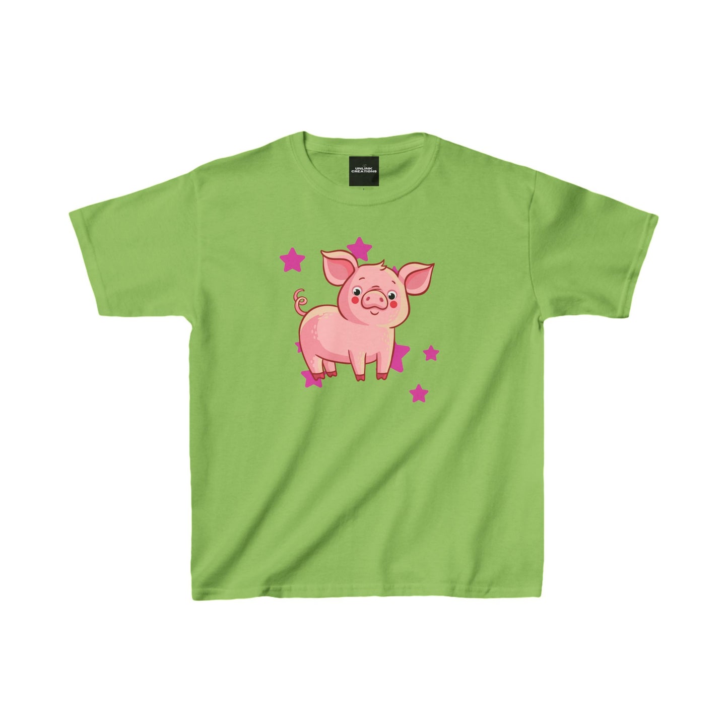 Cute and happy pig makes this Kids Heavy Cotton™ Tee a must have.