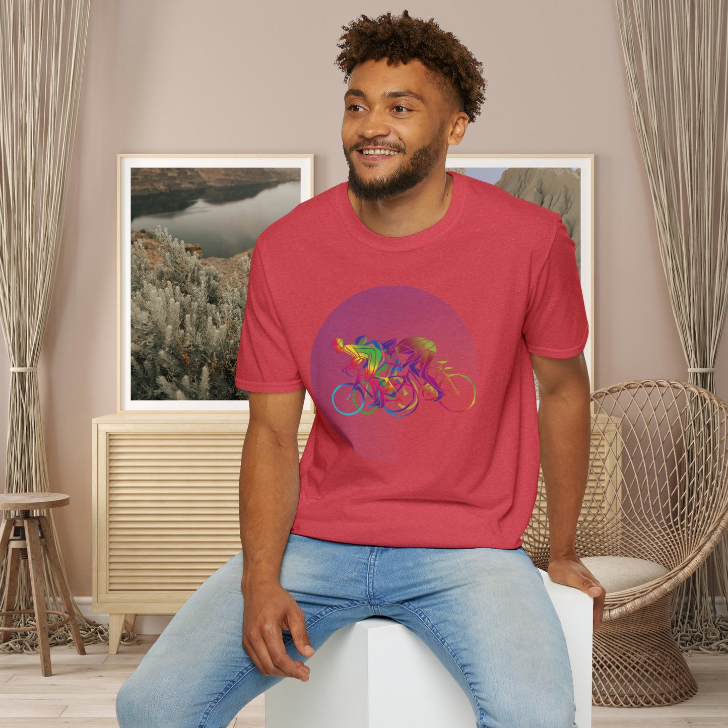 Fun and colorful biker inspired Unisex Softstyle T-Shirt.