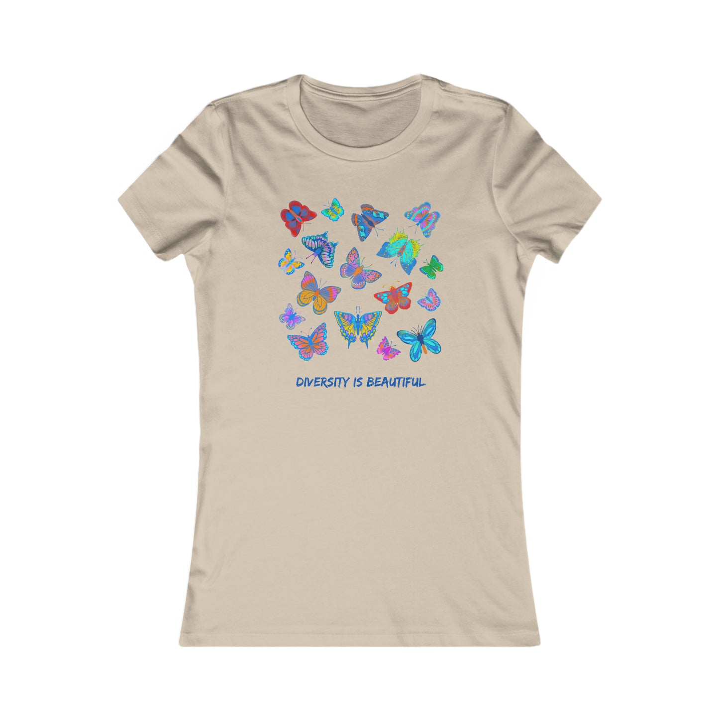 Beautiful butterflies with “DIVERSITY IS BEAUTIFUL” message on this Women's Favorite Tee. Slim fit so please check the size table.