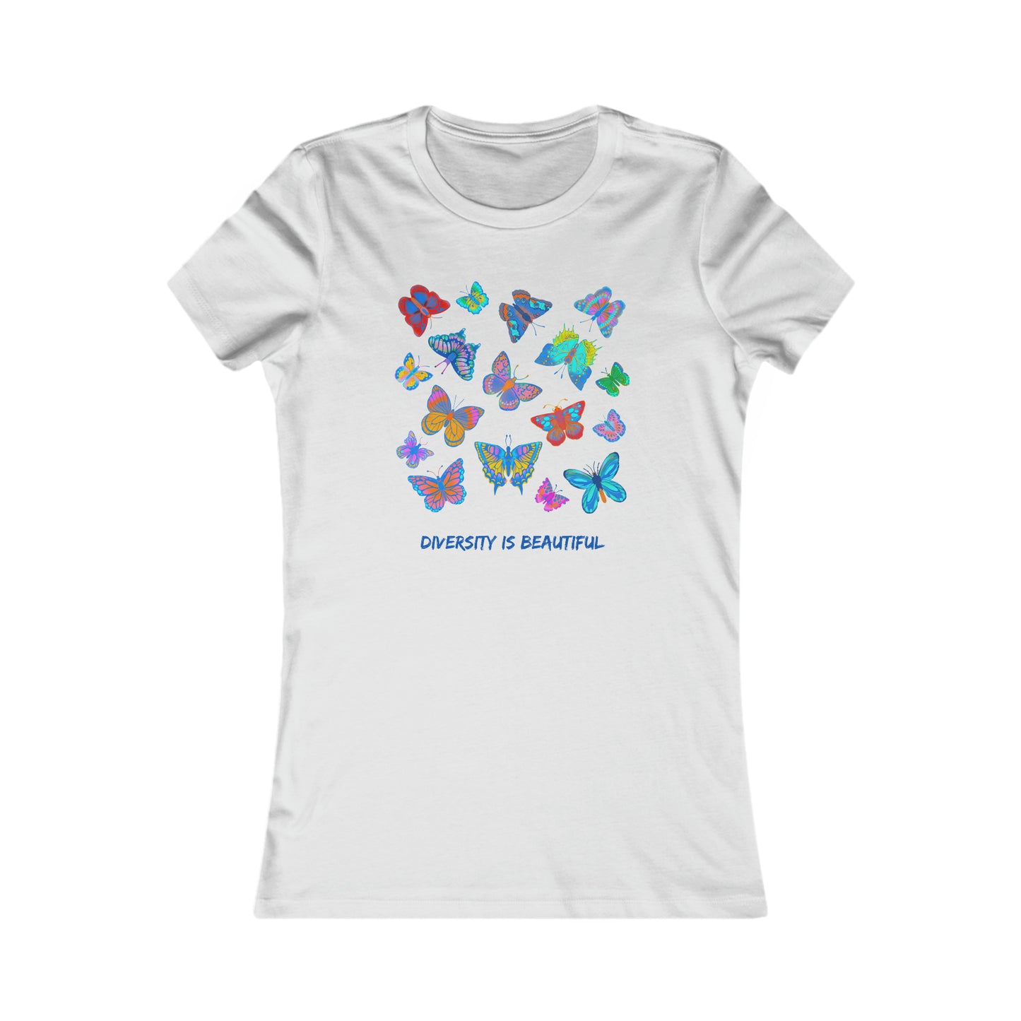 Beautiful butterflies with “DIVERSITY IS BEAUTIFUL” message on this Women's Favorite Tee. Slim fit so please check the size table.
