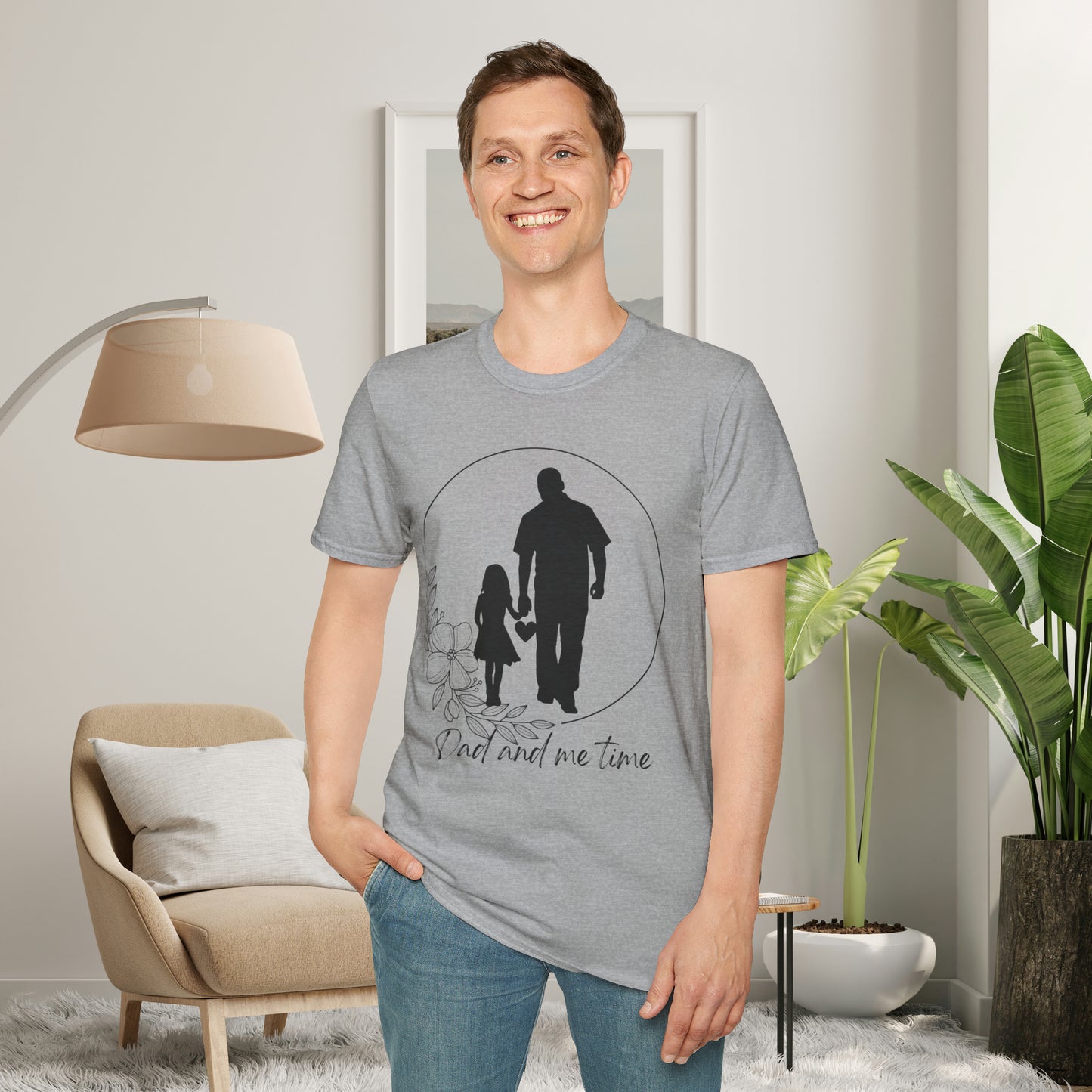 Sweet “Dad and me time” on this Unisex Softstyle T-Shirt. Celebrate Dads taking time to be Dads!