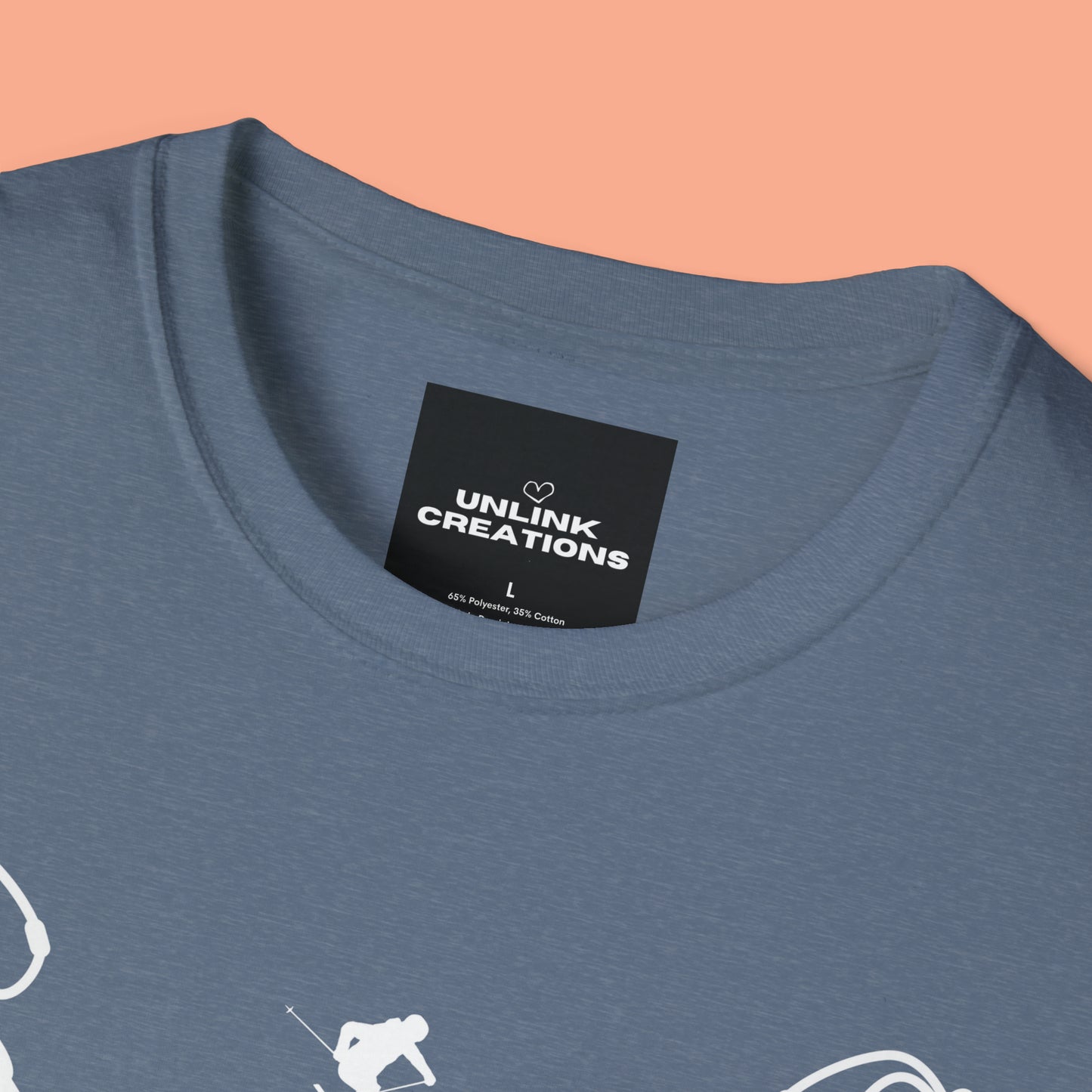 Winter fun! Go ski, snowboard and enjoy all that powder! This is a Unisex Softstyle T-Shirt.