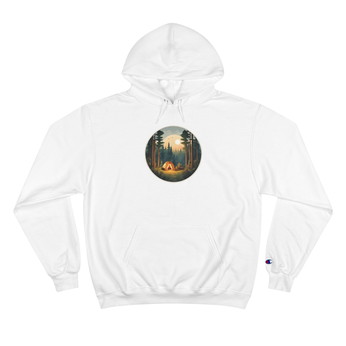 Nature Lover Champion Hoodie - Front and Back Camping Design