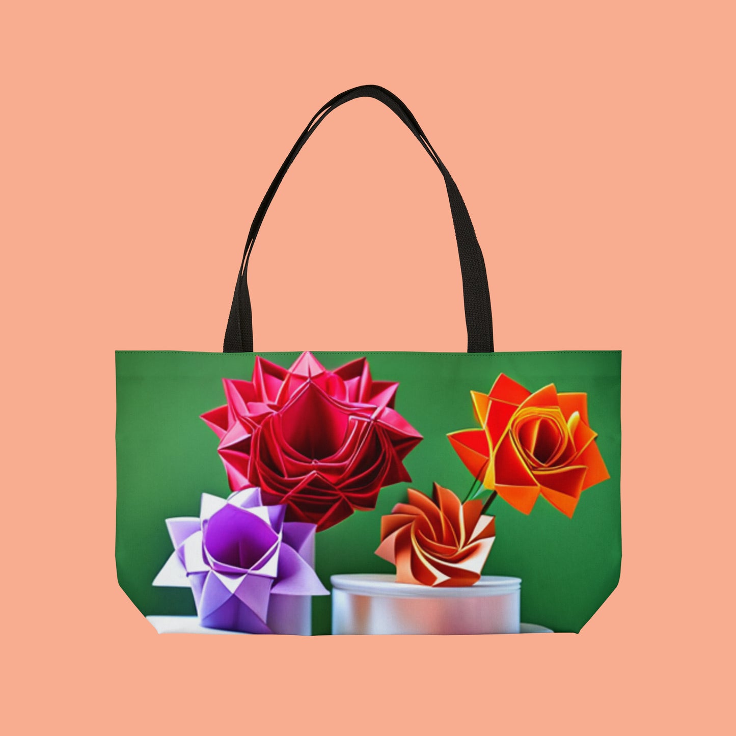 Rose Origami Weekender Tote Bag