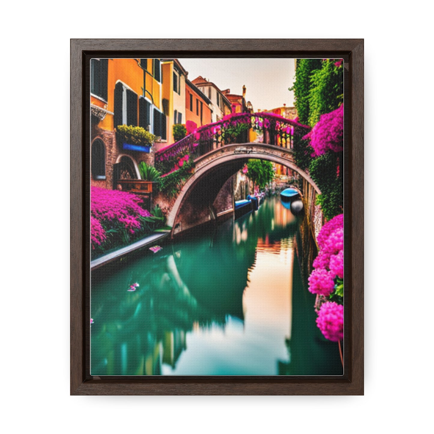 A colorful Venice inspired depiction on this gallery canvas wrap with vertical frame. Sizes vary.