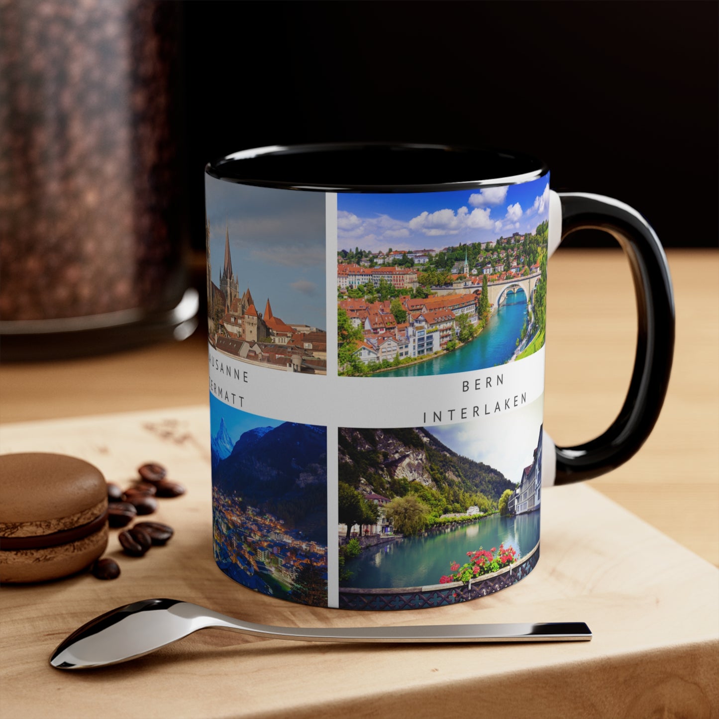 Switzerland! This Travel Accent Coffee Mug is a part of a Travel Series for you to choose from. 11oz. Great as a gift or get one to enjoy yourself.