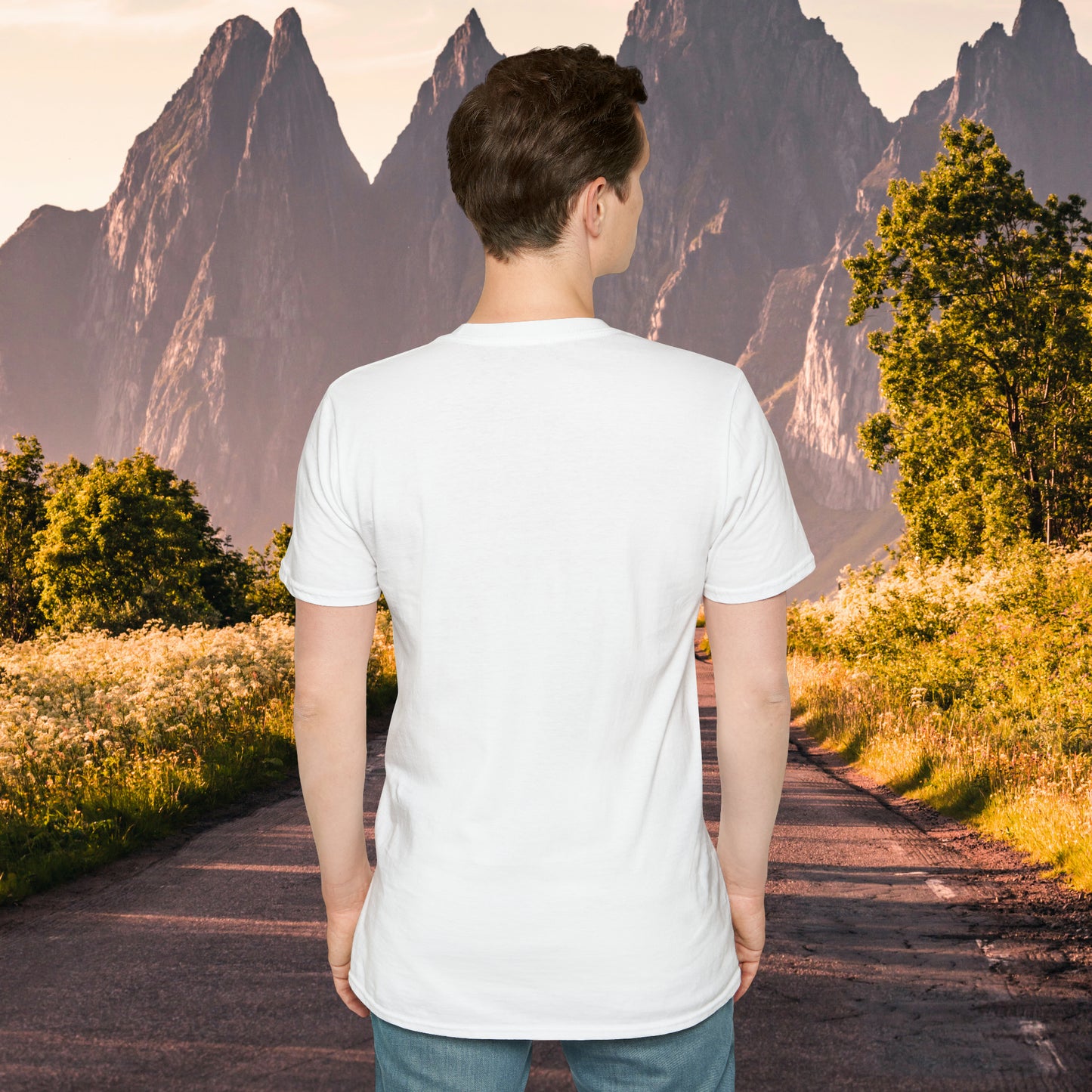 Beautifully strong tree with the moon as its backdrop on this Unisex Softstyle T-Shirt.