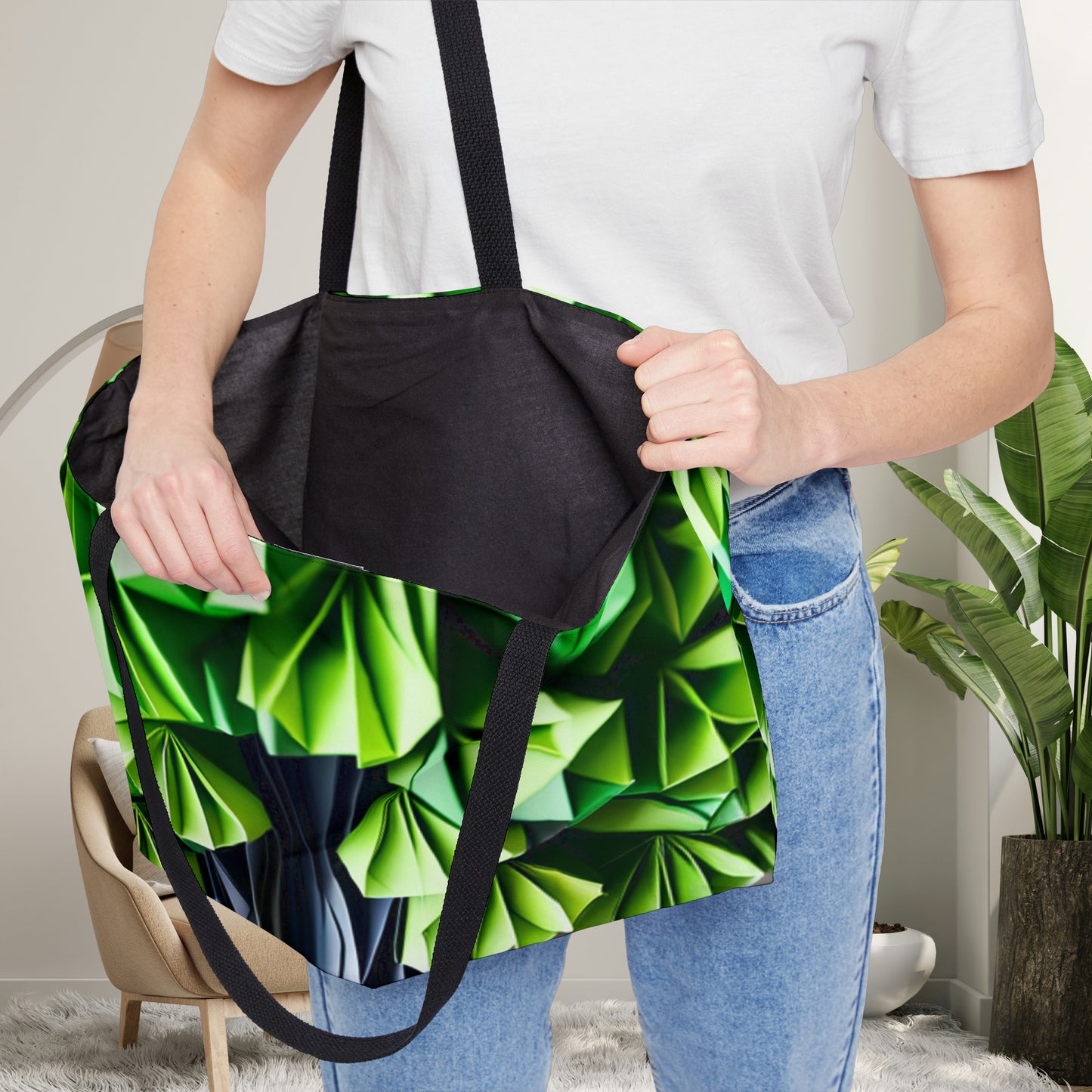 Great banyan tree in origami style inspired design on this beautiful Weekender Tote Bag.