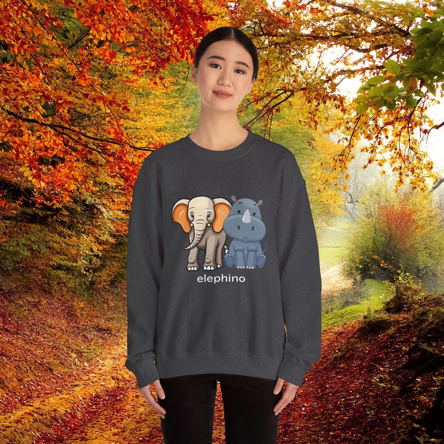 Funny Wildlife Elephino Crewneck Sweatshirt