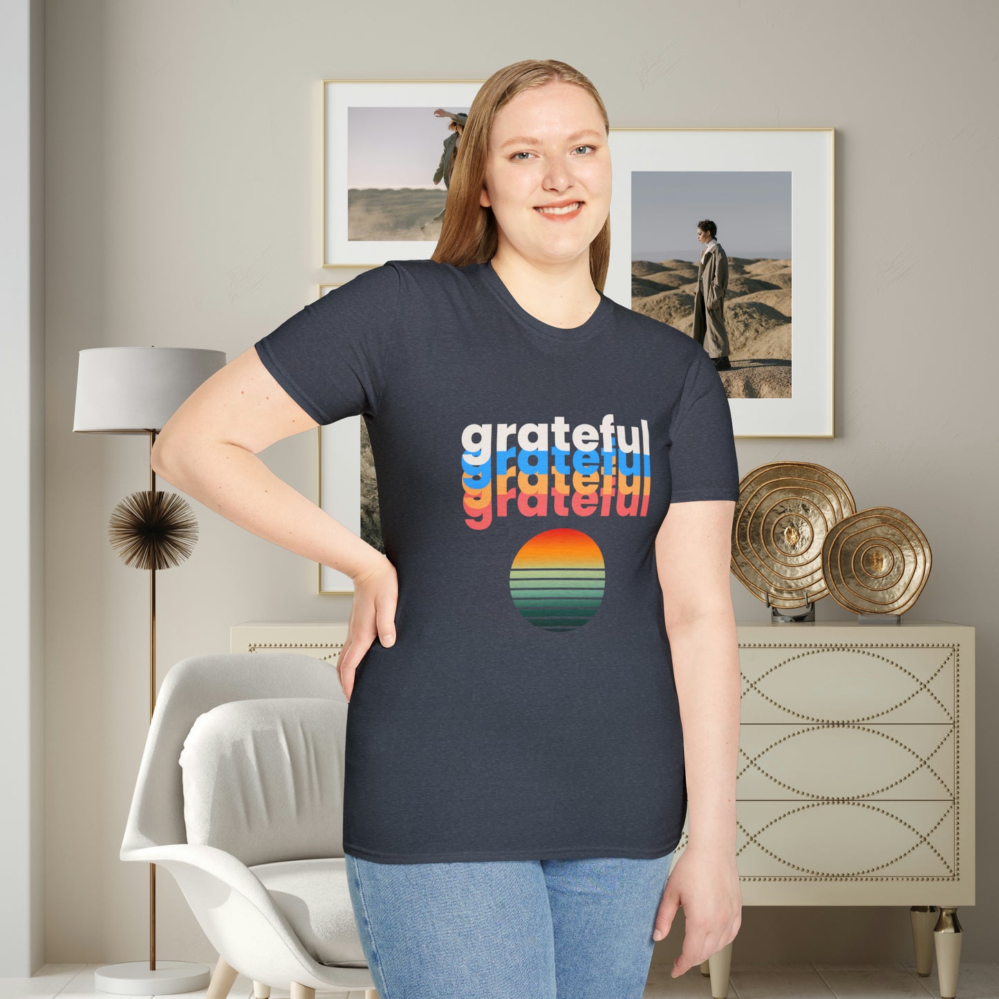 A grateful and sunny disposition Unisex Softstyle T-Shirt to brighten up your day!