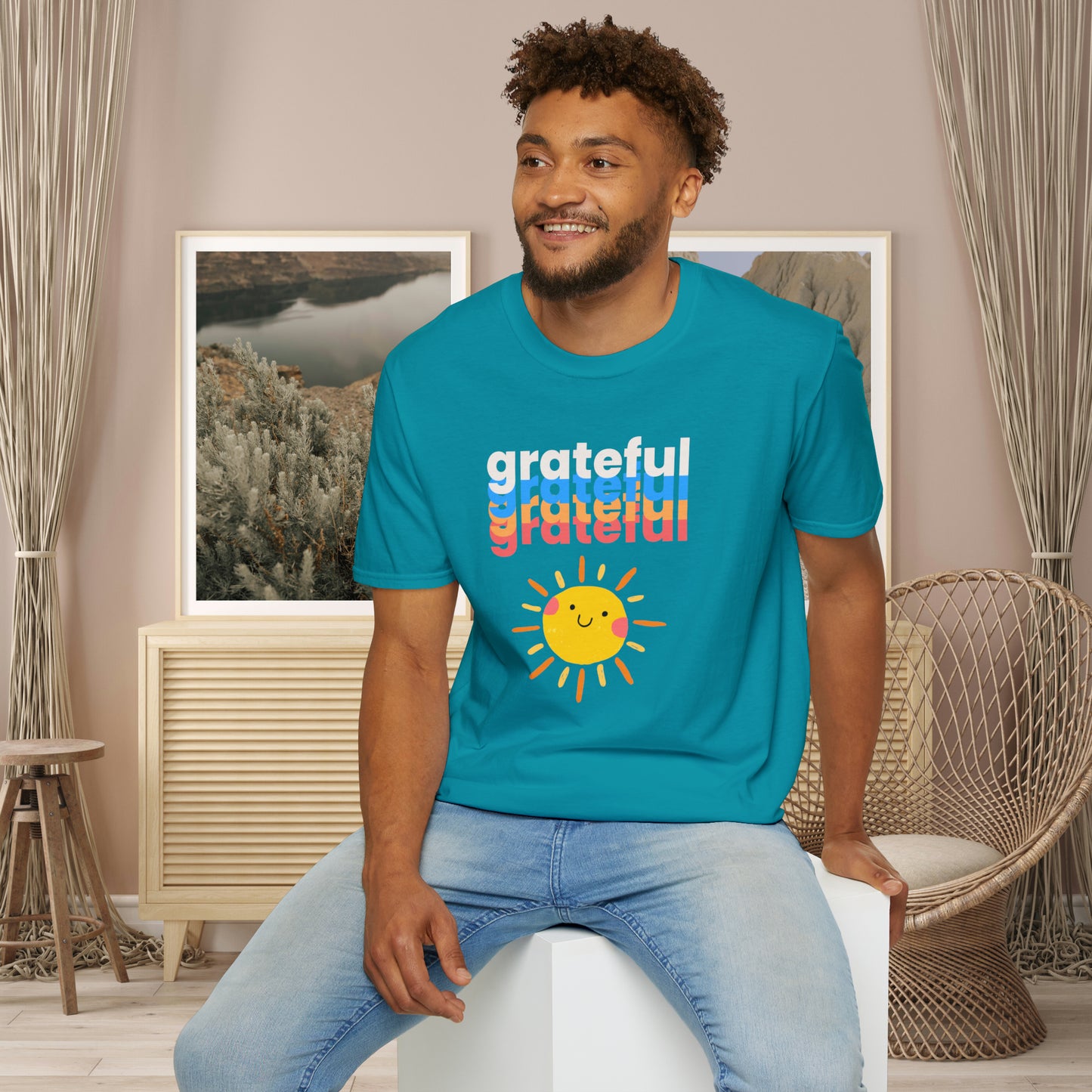 A grateful and sunny disposition Unisex Softstyle T-Shirt to brighten up your day!