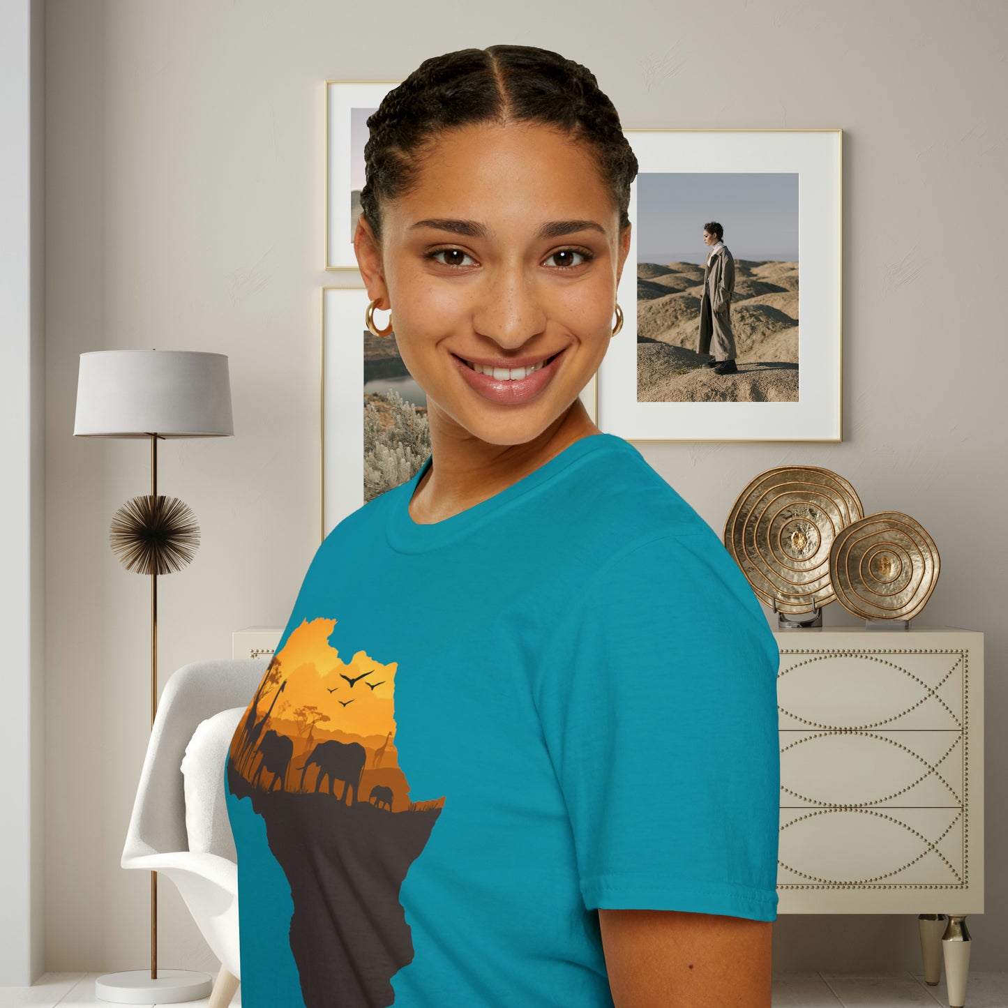 I love Africa and all its natural beauty, history and peoples inspire the design on this Unisex Softstyle T-Shirt. Giraffe, elephants, love all of them!