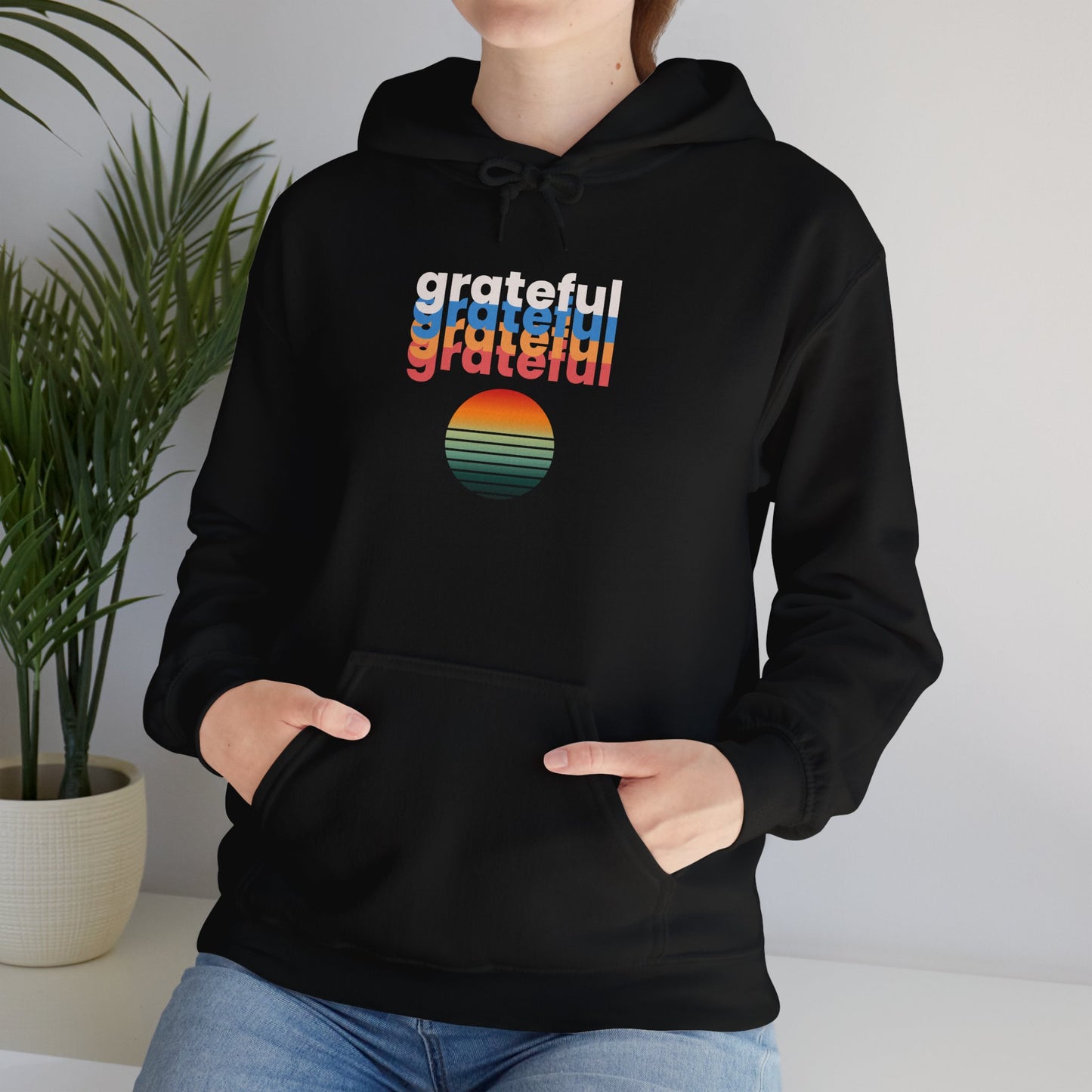 Hooded Sweatshirt - Colorful Retro Grateful Design