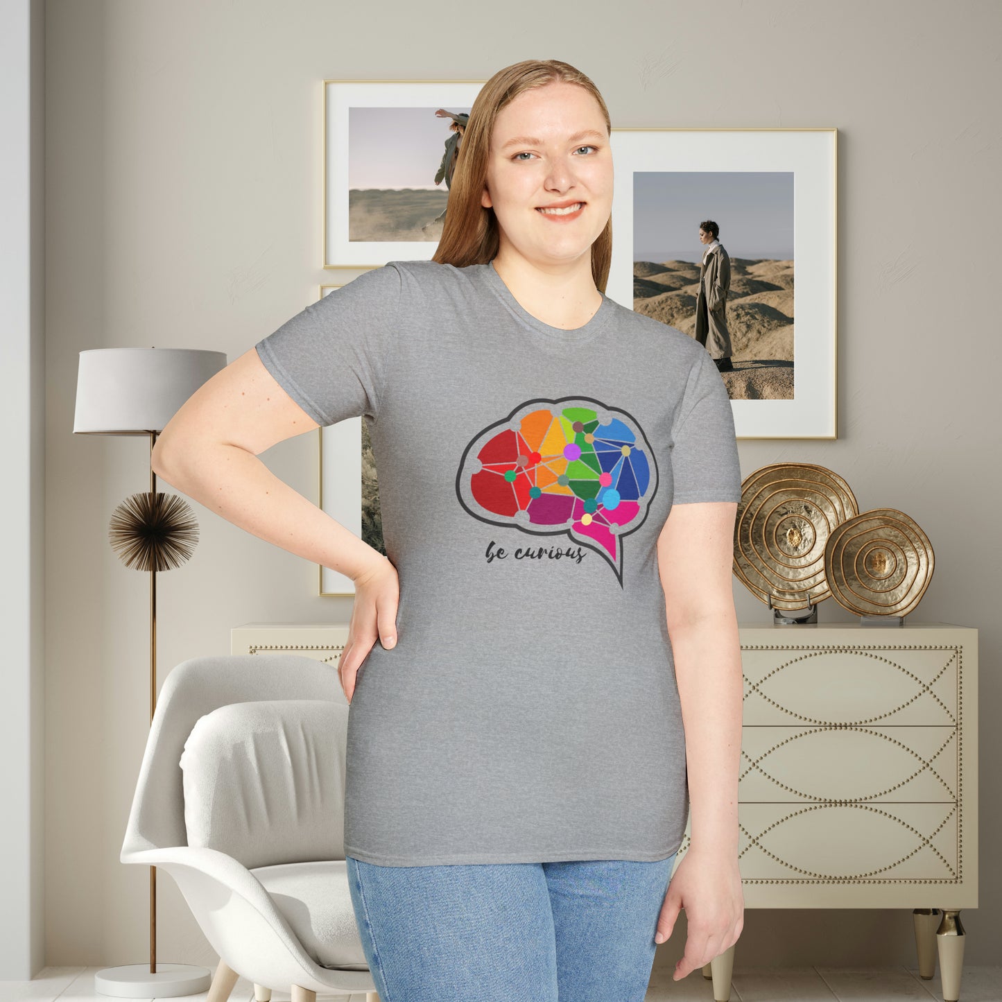 A beautiful brain takes the time to “be curious”. Check out the different colors as the design may change based on the shirt color. This is a Unisex Softstyle T-Shirt.