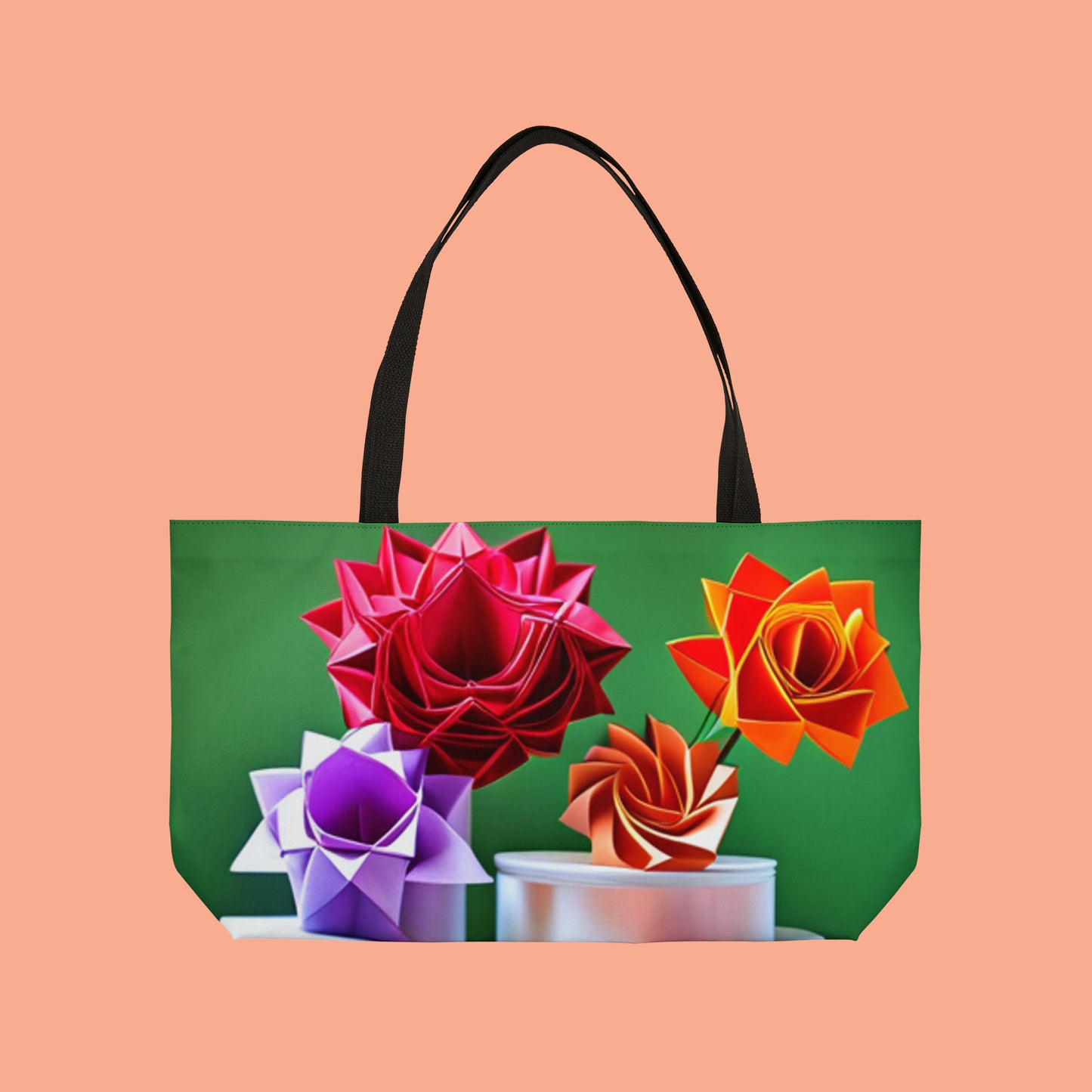 Rose Origami Weekender Tote Bag