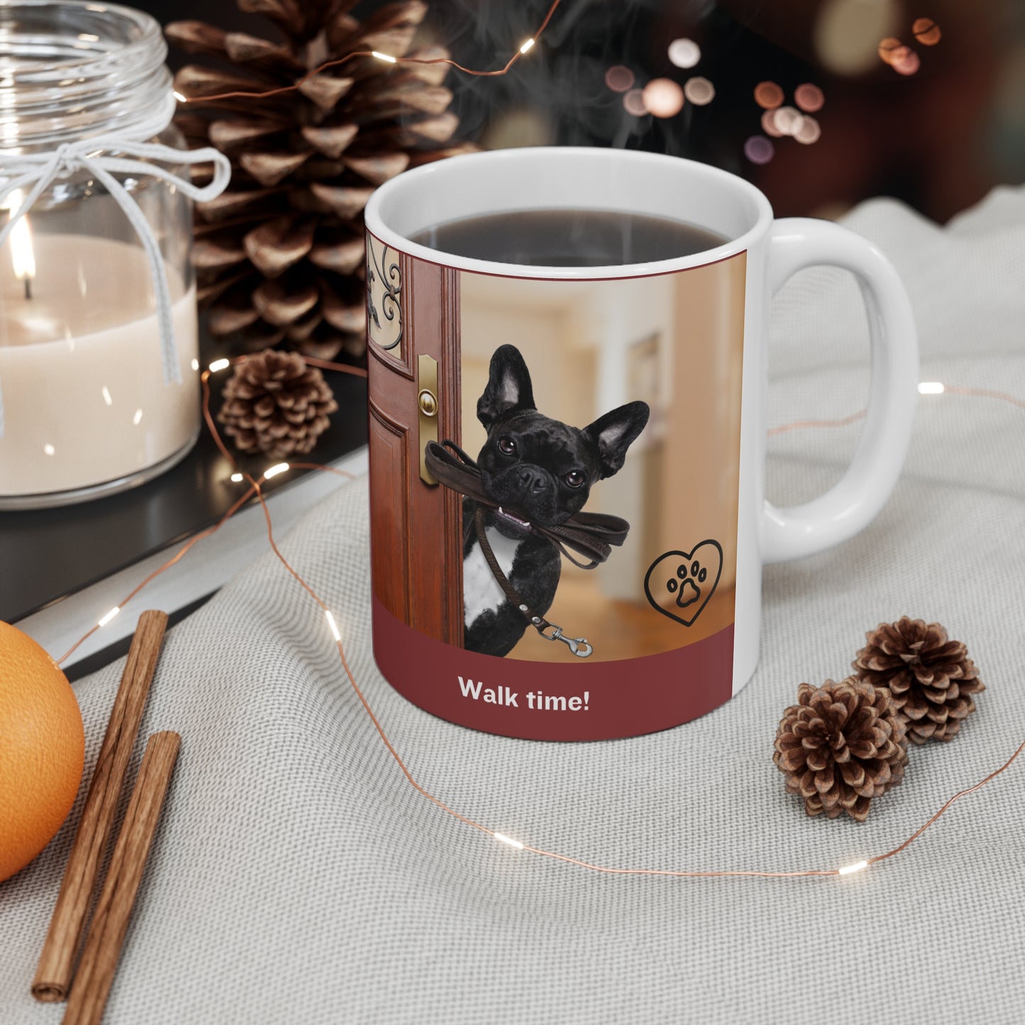 Great coffee mug for the doggie lover who understands they love them more than bacon and how much they look forward to their walks together. Dogs are truly awesome!