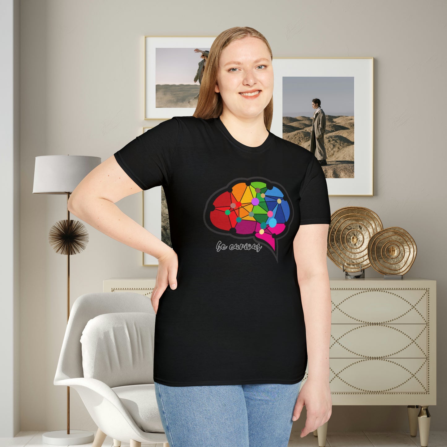 A beautiful brain takes the time to “be curious”. Check out the different colors as the design may change based on the shirt color. This is a Unisex Softstyle T-Shirt.