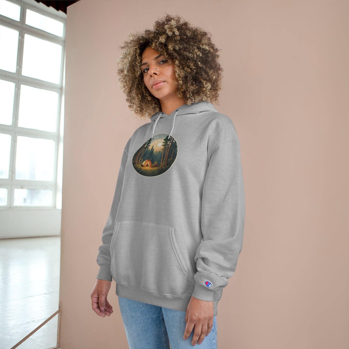 Nature Lover Champion Hoodie - Front and Back Camping Design
