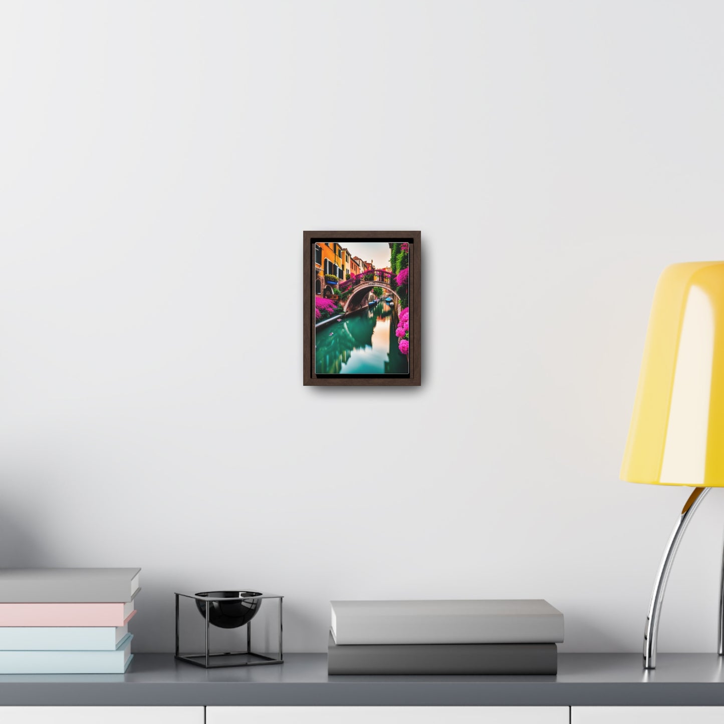 A colorful Venice inspired depiction on this gallery canvas wrap with vertical frame. Sizes vary.