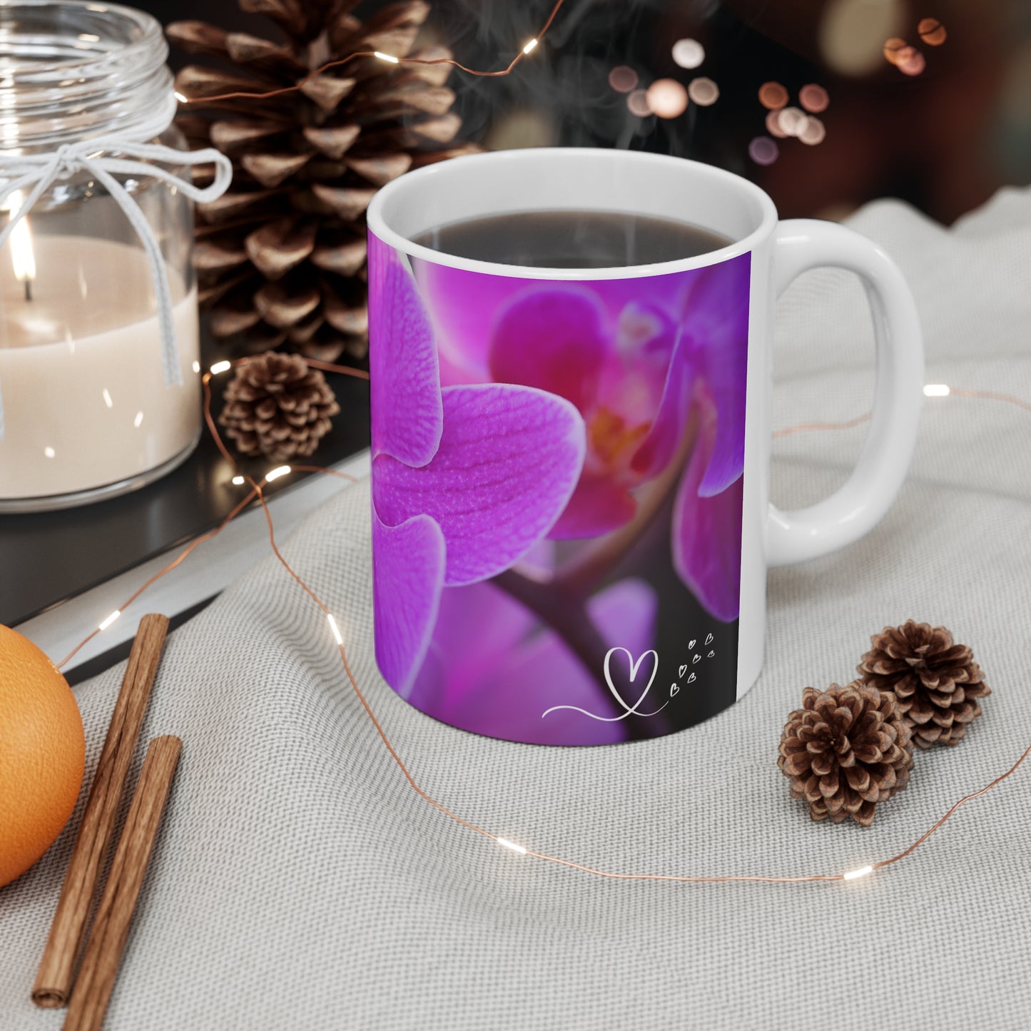 “I love you, Mom!” set on a colorful set of orchid blooms coffee mug says it all! Perfect for that very special woman in our lives.