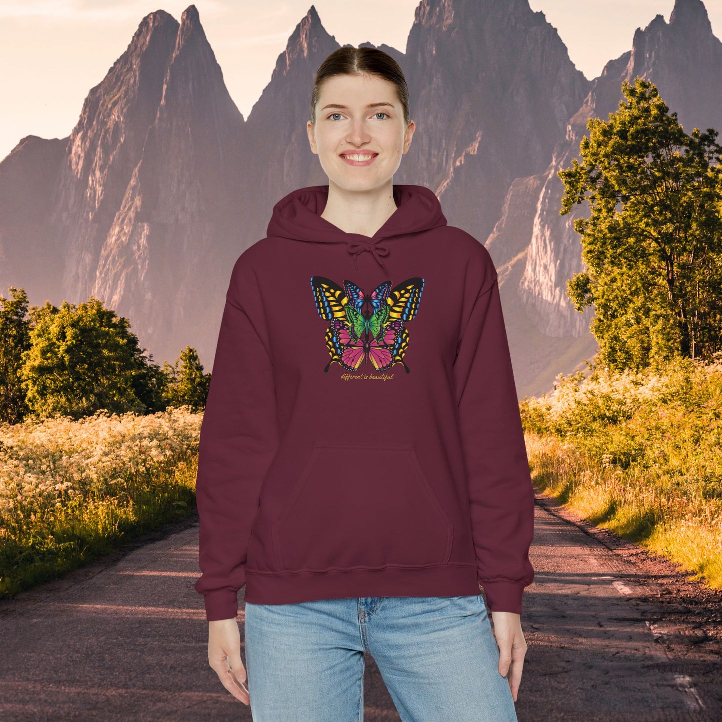 Butterflies Diversity Unisex Hoodie - Different is Beautiful Design
