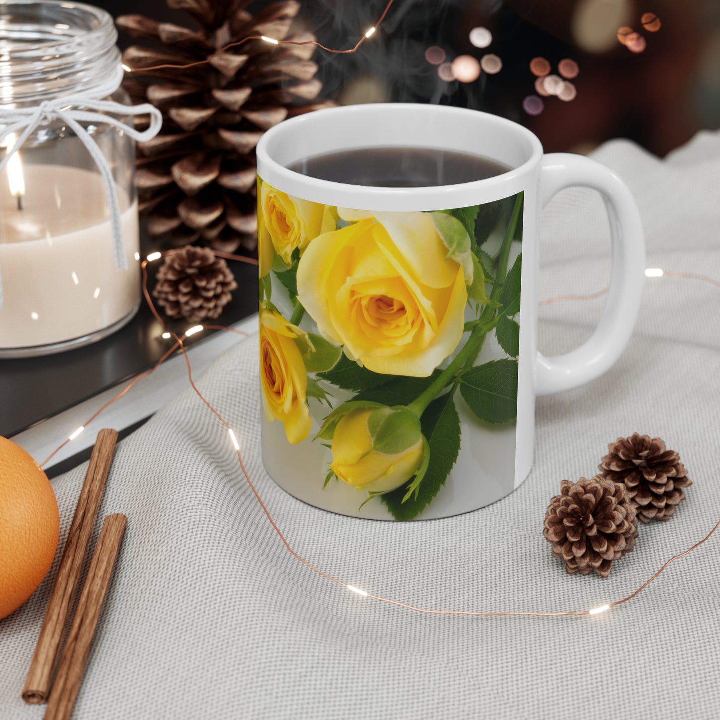 You make a difference recognition coffee mug with yellow roses to complete the positive message! Perfect as a gift or for yourself as a daily affirmation.