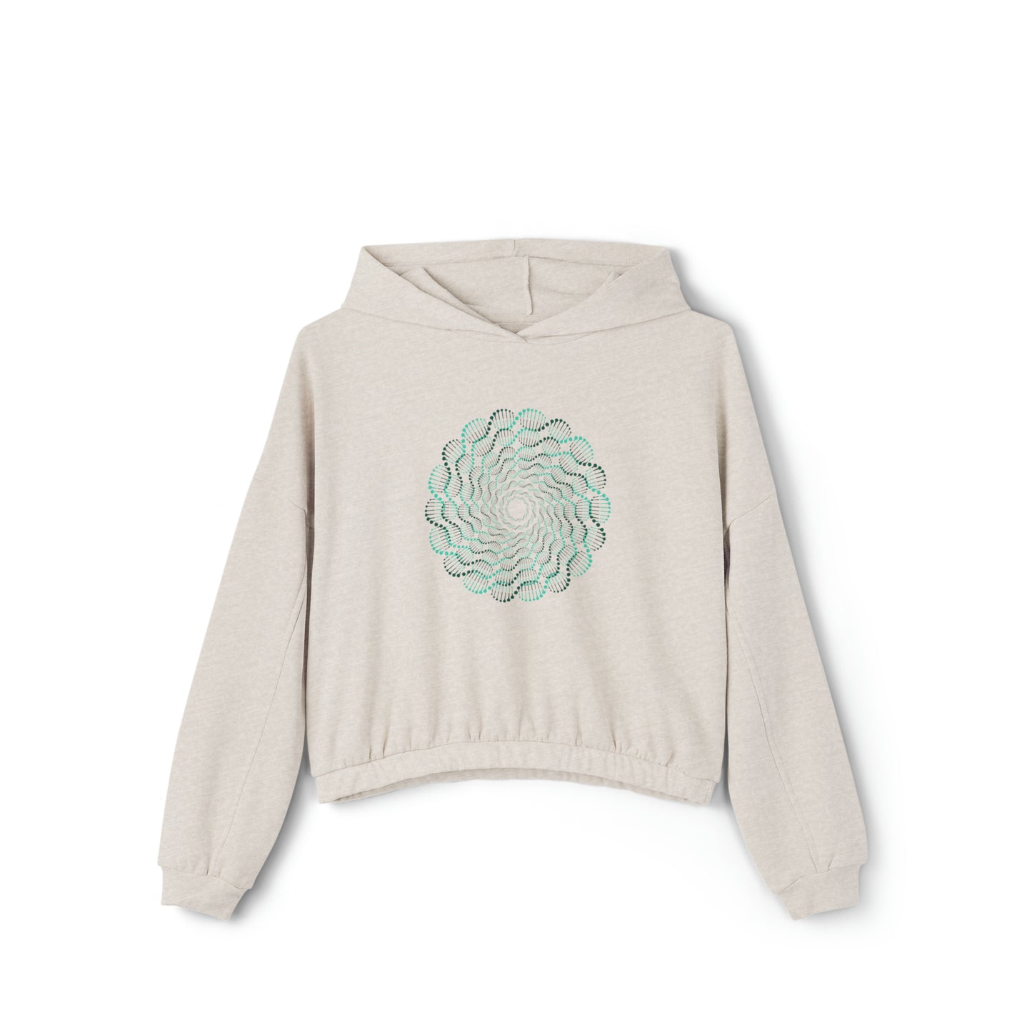 Mesmerizing abstract design on the front and back of this Women's Cinched Bottom Hoodie.