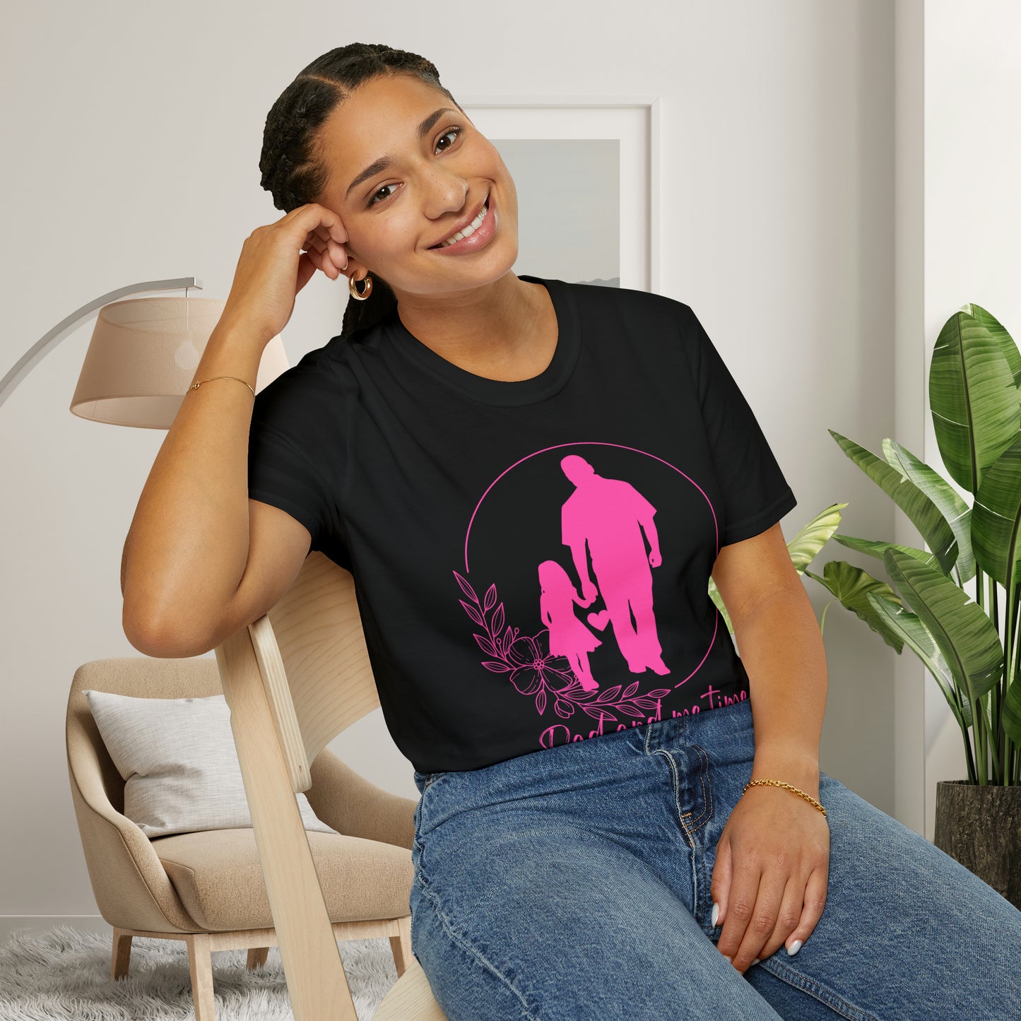 Sweet “Dad and me time” on this Unisex Softstyle T-Shirt. Celebrate Dads taking time to be Dads!