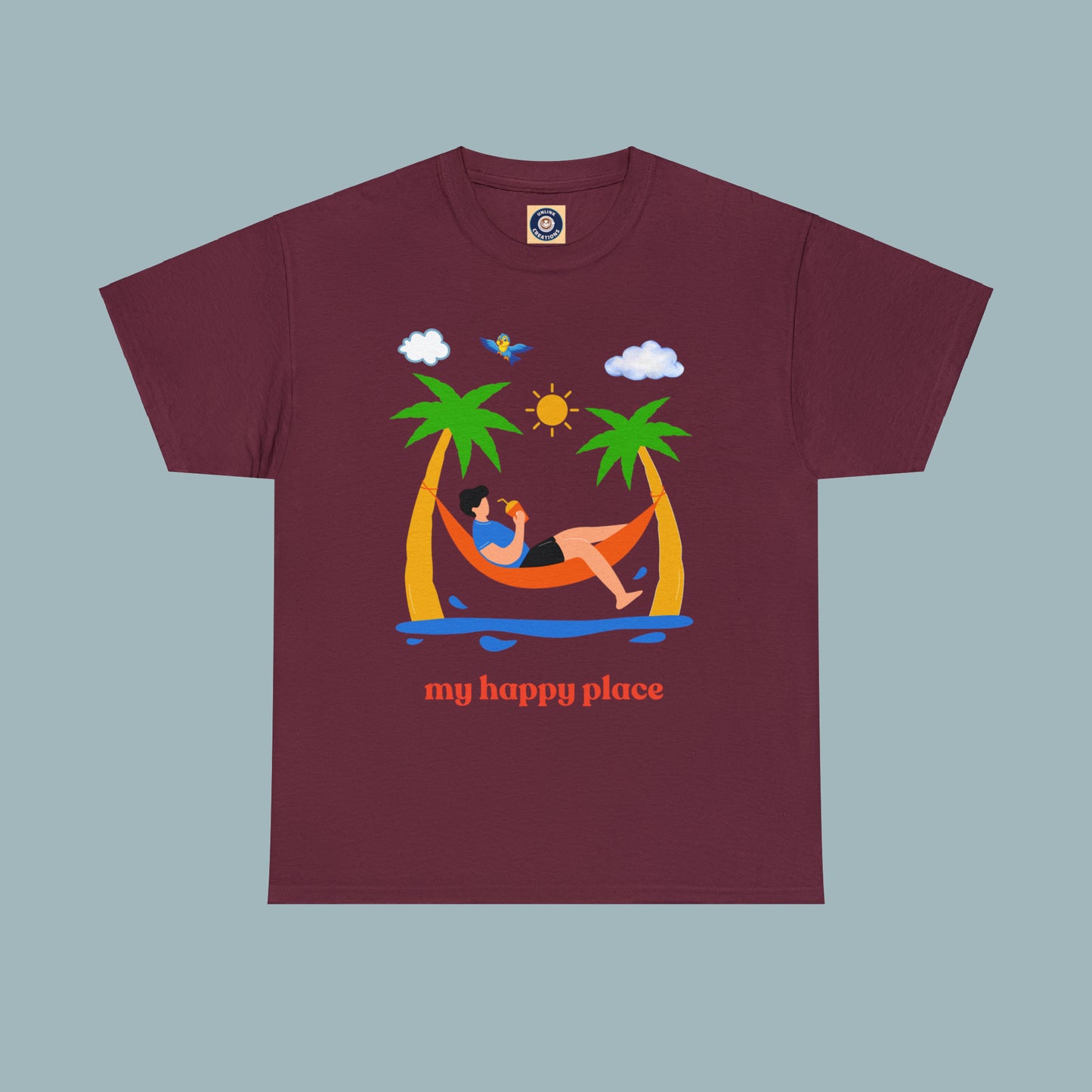 Is the beach your happy place? This is the shirt for you if it is. This Unisex Heavy Cotton Tee makes for a great gift or get one to enjoy yourself.