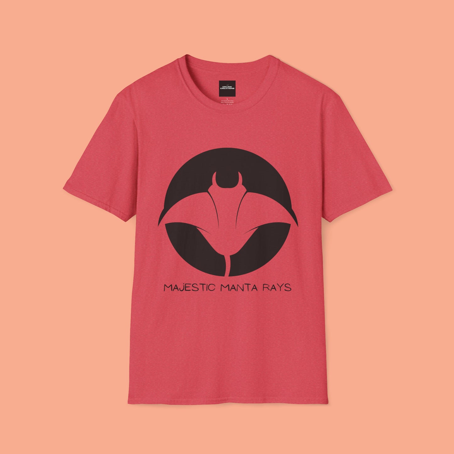 Black and white Majestic Manta Rays Design on this Unisex Softstyle T-Shirt. These giants seemingly fly through the water so gracefully, just watch and don’t touch.