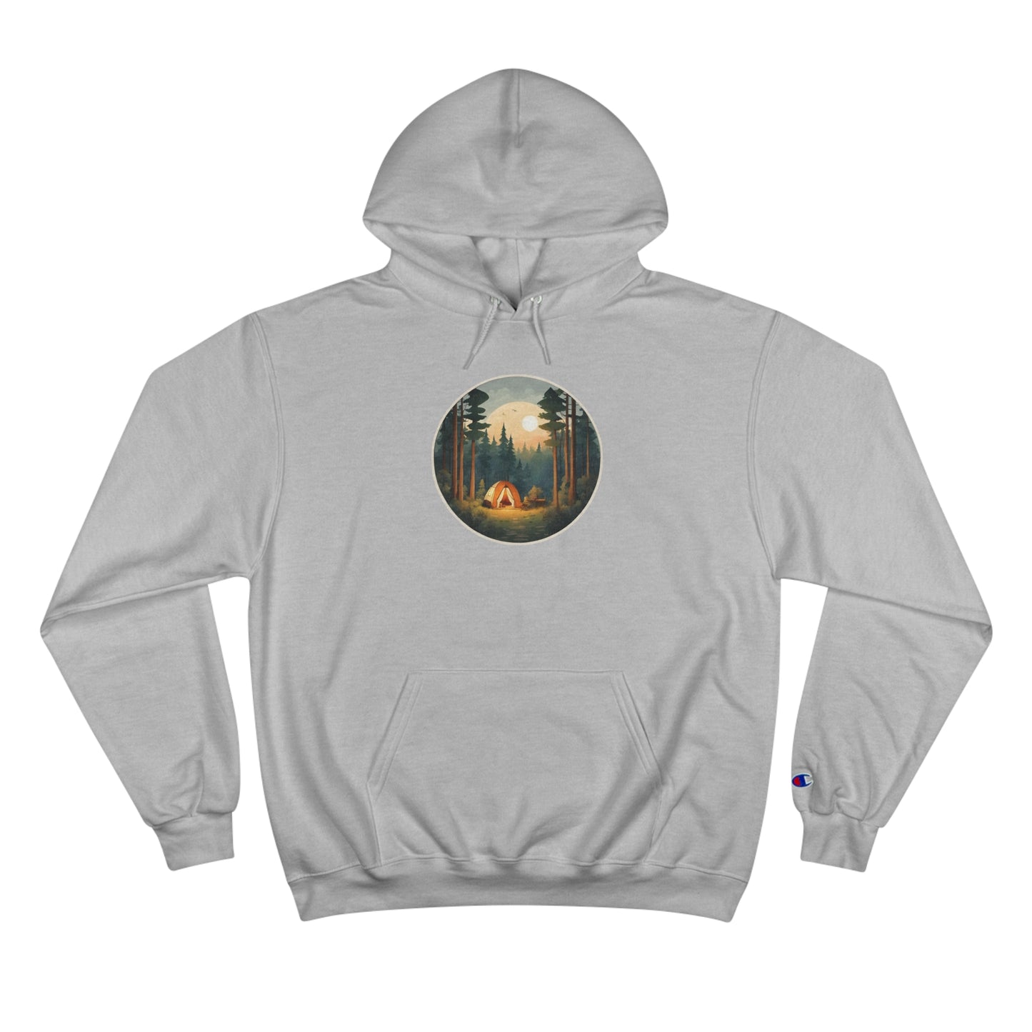 Nature Lover Champion Hoodie - Front and Back Camping Design