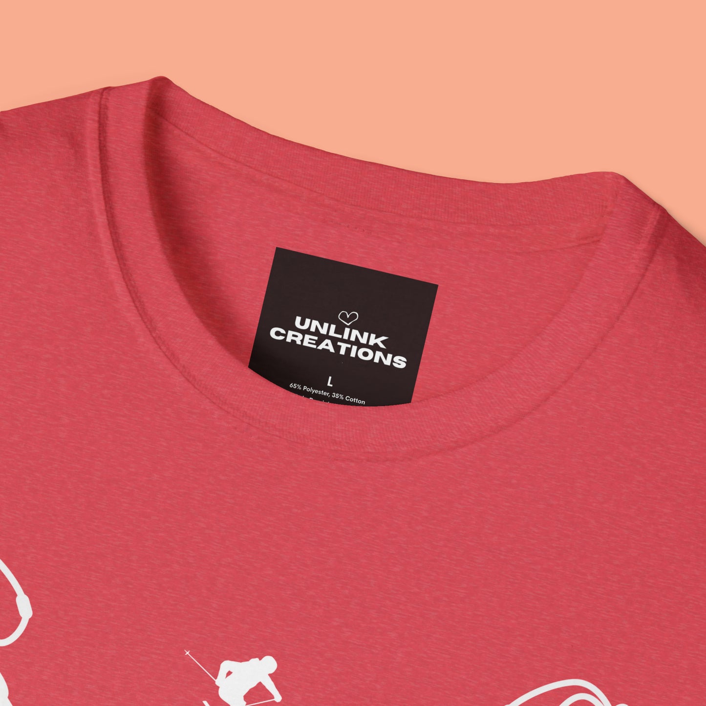 Winter fun! Go ski, snowboard and enjoy all that powder! This is a Unisex Softstyle T-Shirt.