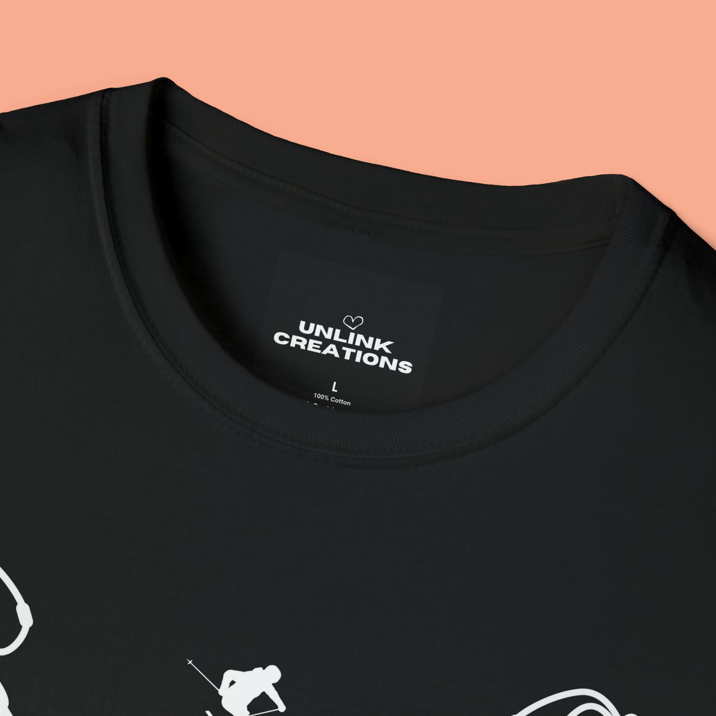 Winter fun! Go ski, snowboard and enjoy all that powder! This is a Unisex Softstyle T-Shirt.