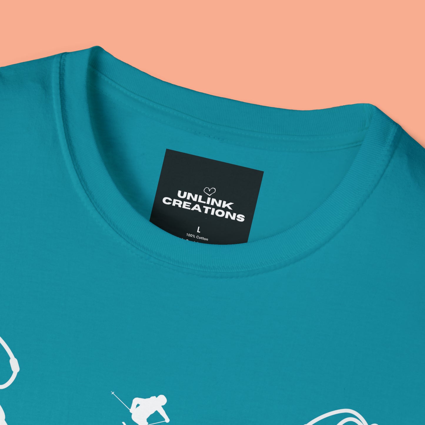 Winter fun! Go ski, snowboard and enjoy all that powder! This is a Unisex Softstyle T-Shirt.