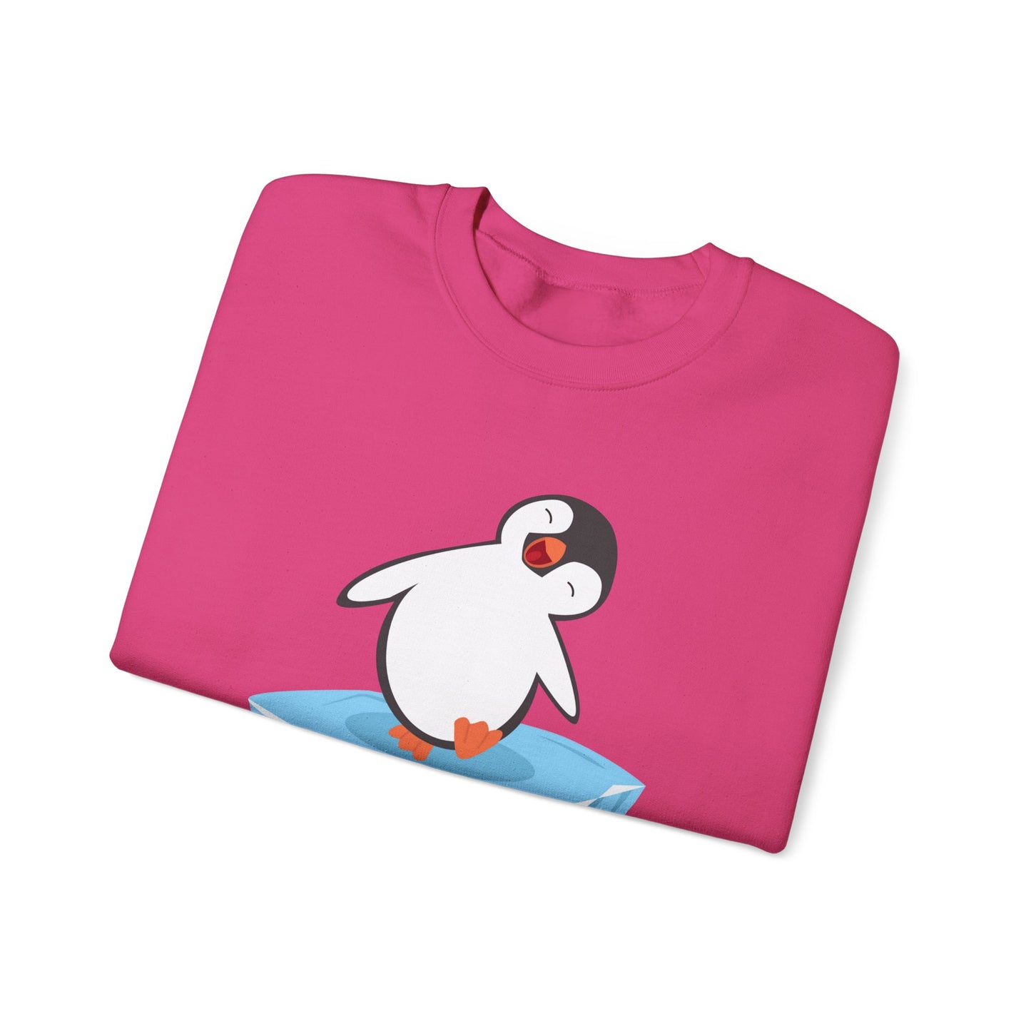 Crewneck Sweatshirt - Playtime Cute Happy Penguin on Iceberg Design