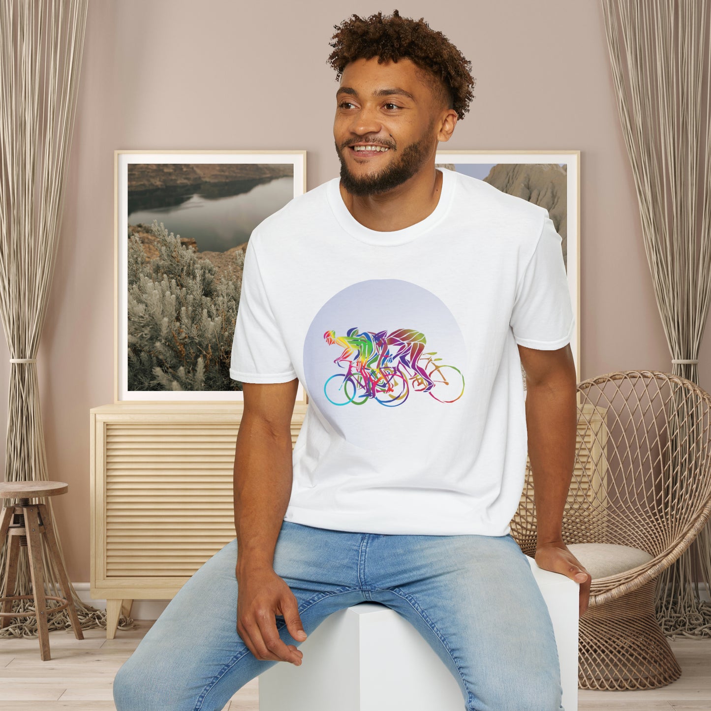 Fun and colorful biker inspired Unisex Softstyle T-Shirt.