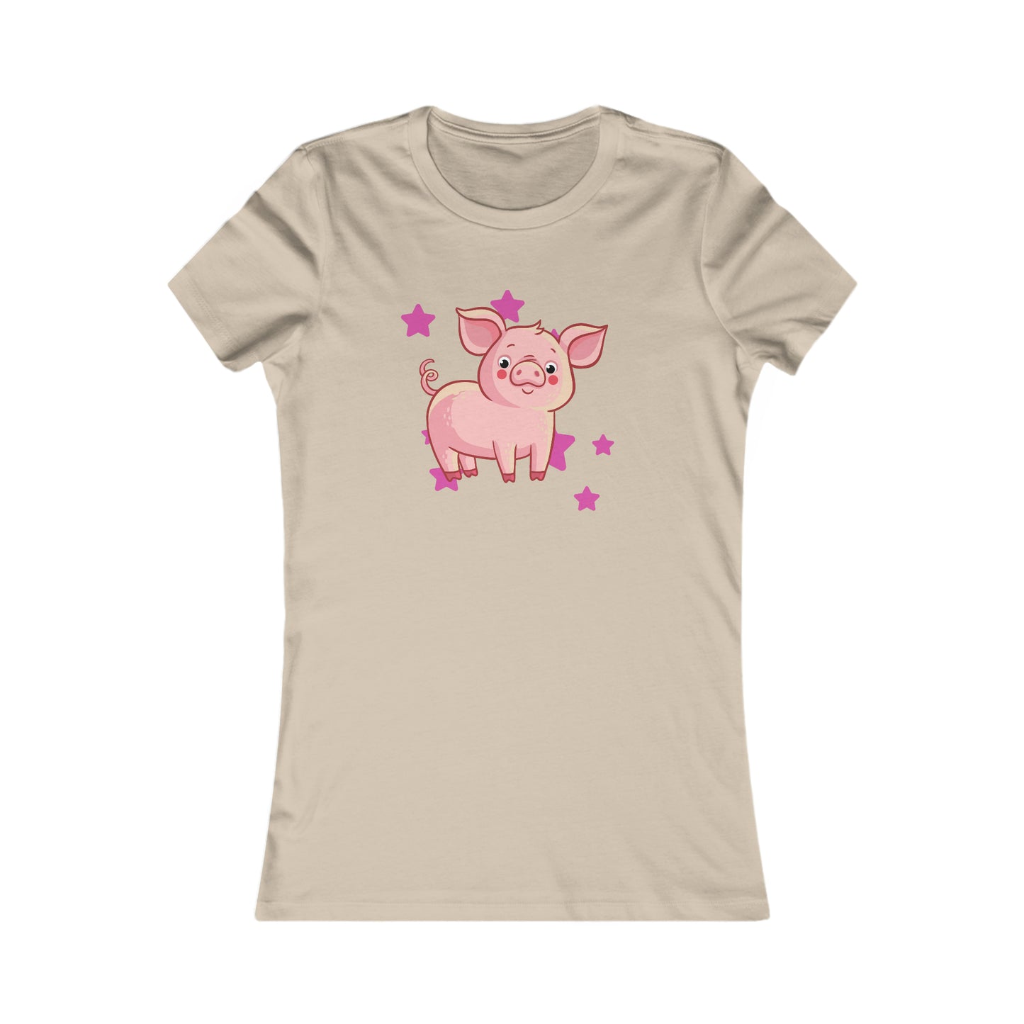 An adorable little pig is the center of this Women's Favorite Tee design. Slim fit so please check the size table.