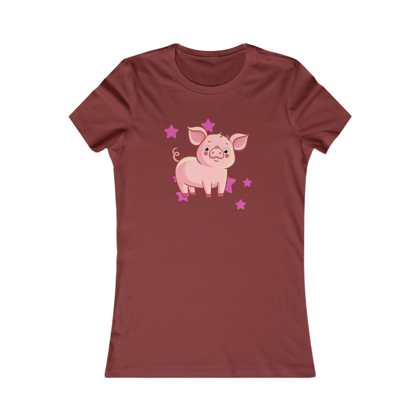 An adorable little pig is the center of this Women's Favorite Tee design. Slim fit so please check the size table.