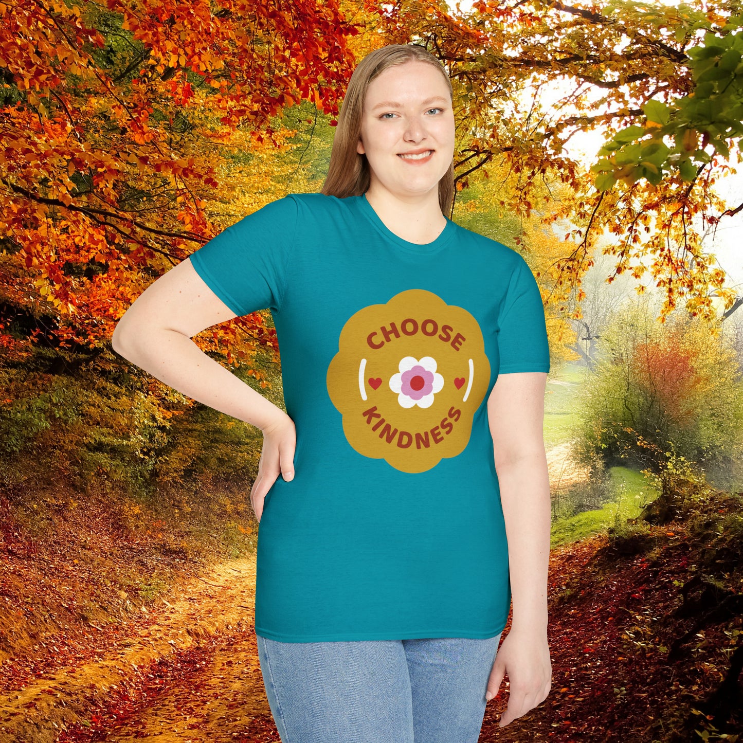 Flowery “CHOOSE KINDNESS” message on the shirt for you! This is a Unisex Softstyle T-Shirt.