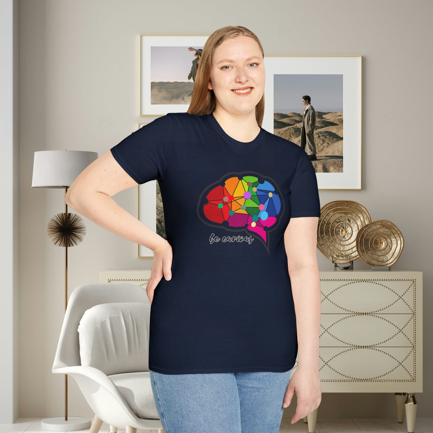 A beautiful brain takes the time to “be curious”. Check out the different colors as the design may change based on the shirt color. This is a Unisex Softstyle T-Shirt.