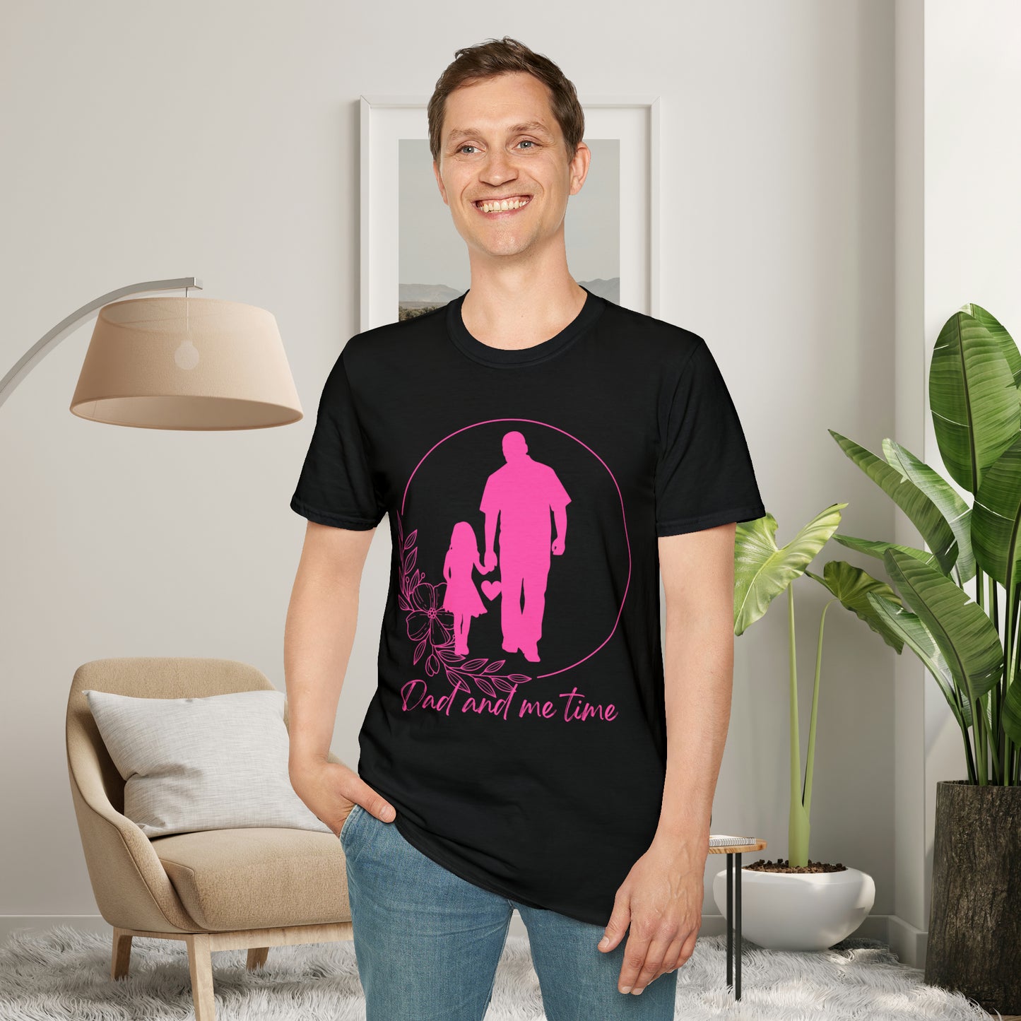 Sweet “Dad and me time” on this Unisex Softstyle T-Shirt. Celebrate Dads taking time to be Dads!