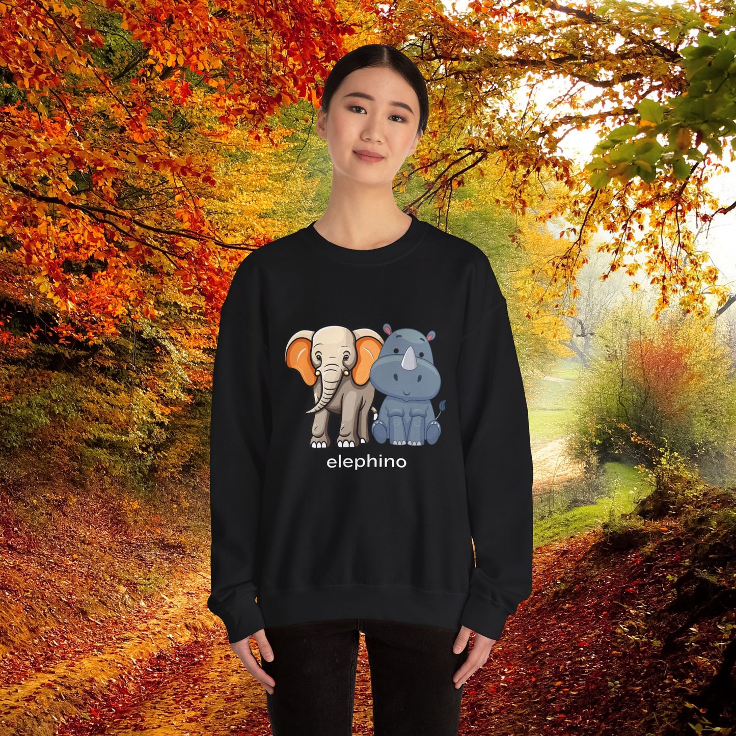 Funny Wildlife Elephino Crewneck Sweatshirt